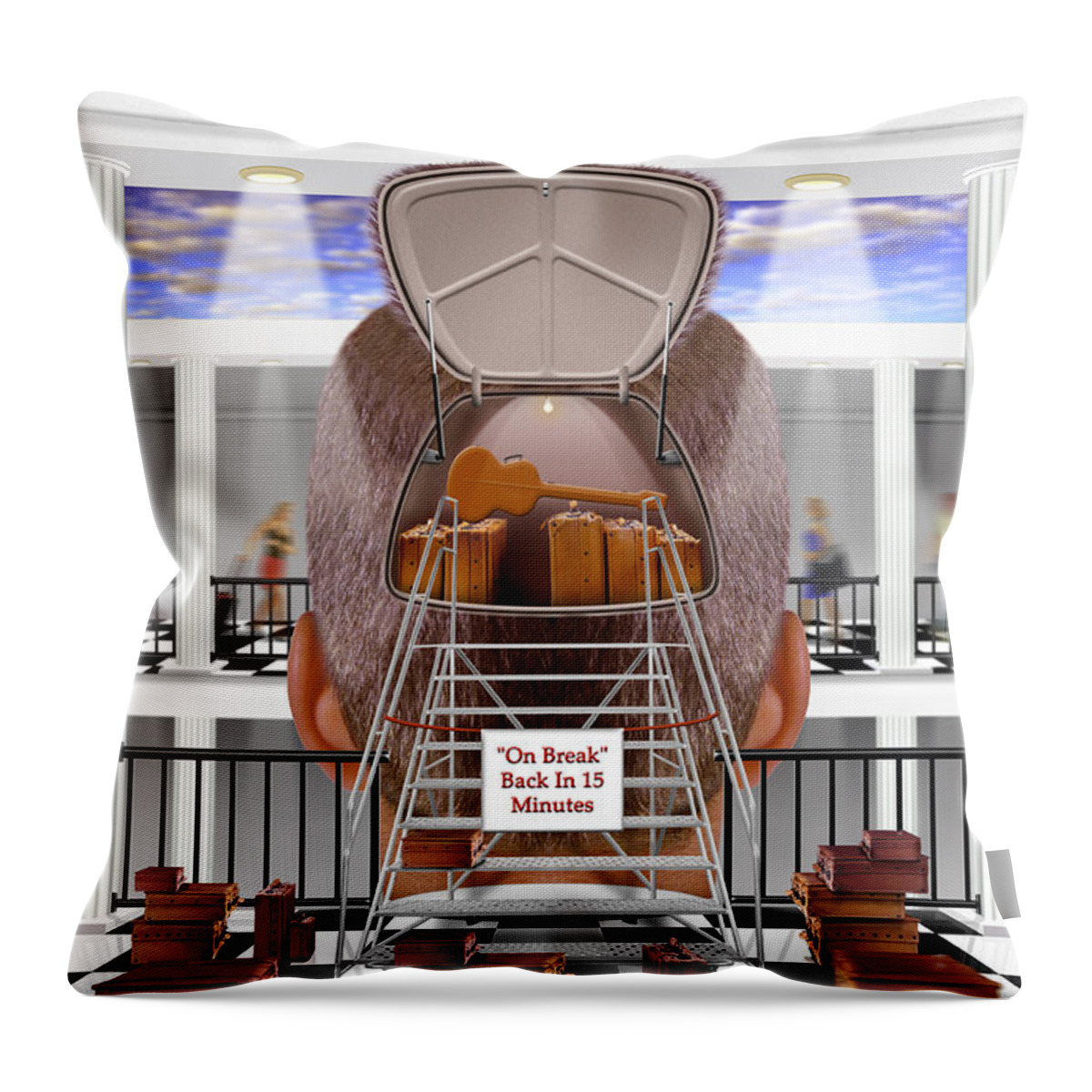Surrealism Throw Pillow featuring the photograph Brain Luggage 2 by Mike McGlothlen
