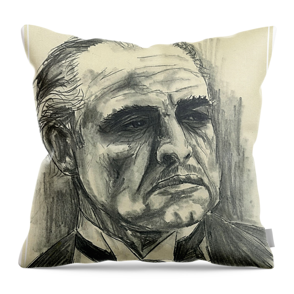 Brando Throw Pillow featuring the drawing Brando by Hartmut Jager
