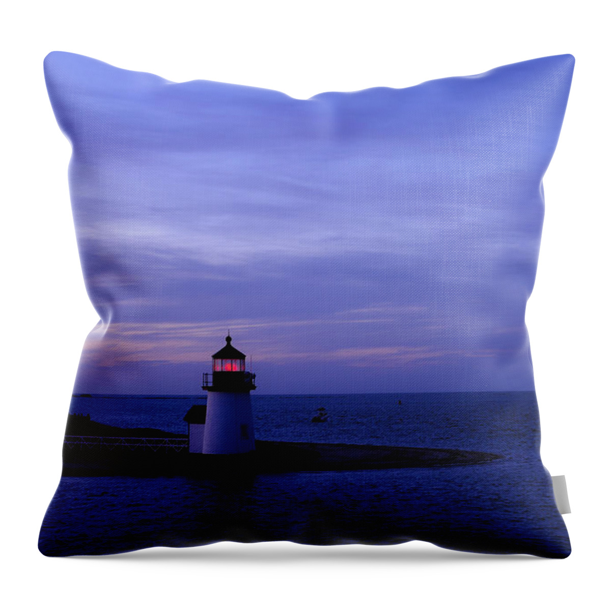 Cape Cod Throw Pillow featuring the photograph Brant Point Lighthouse at Night by Marianne Campolongo