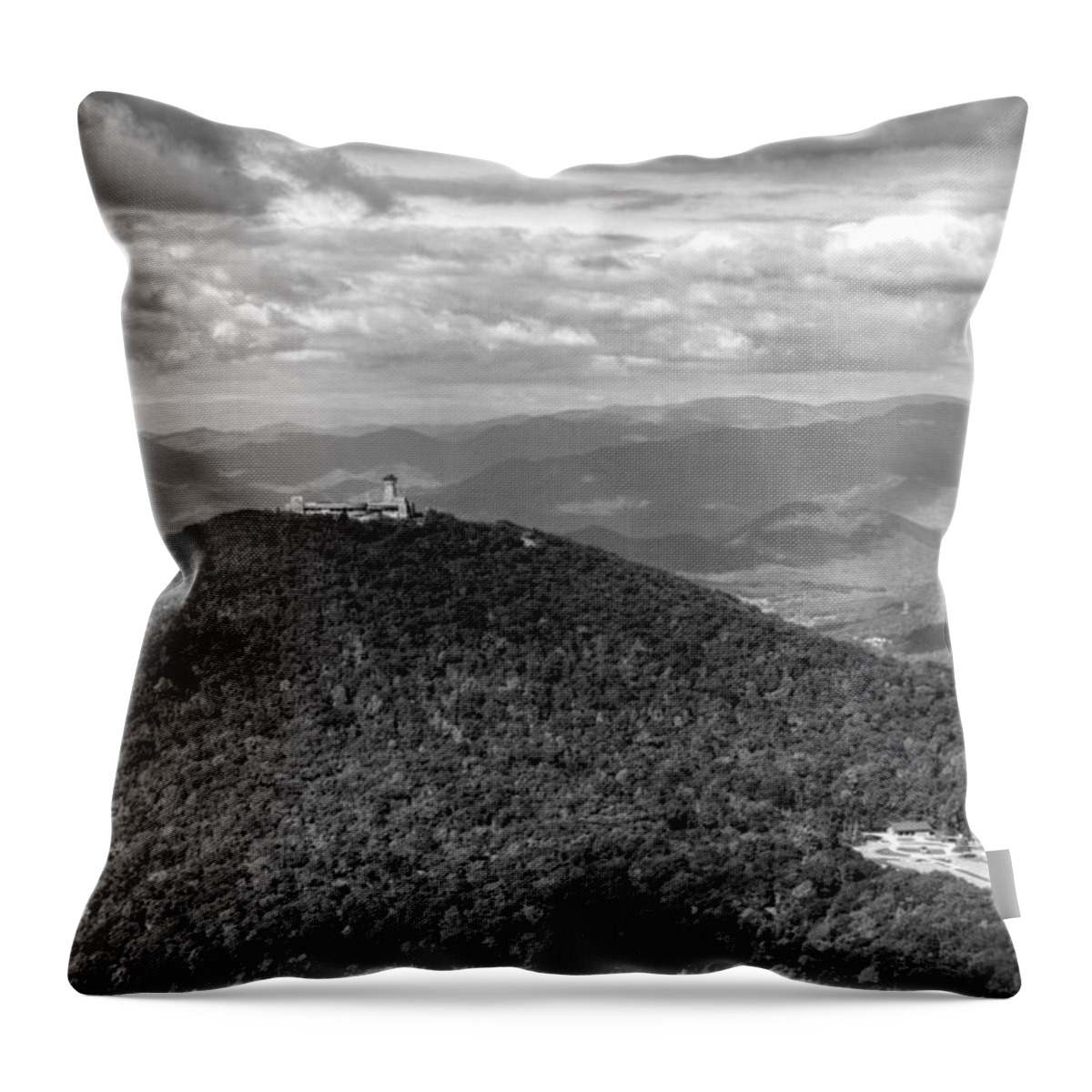 Brasstown Bald Throw Pillow featuring the photograph Brasstown Bald in Black and White by Greg and Chrystal Mimbs
