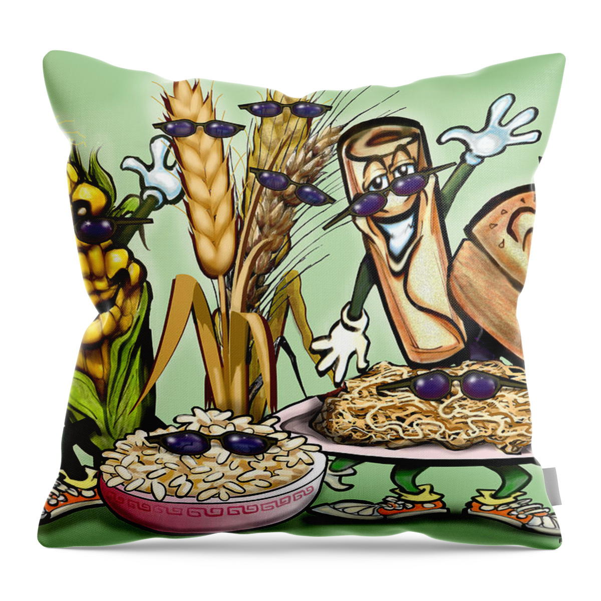  Throw Pillow featuring the painting Breads Grains Pasta by Kevin Middleton