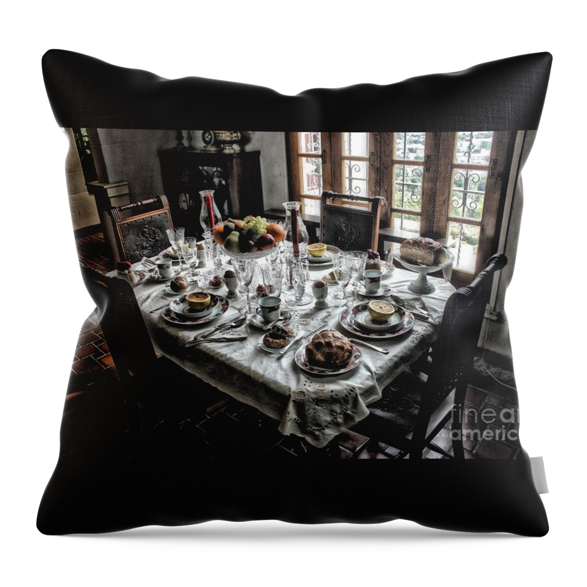 Photography Throw Pillow featuring the photograph Downton Abbey Breakfast by Alice Terrill