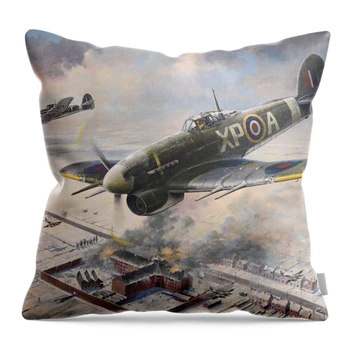 Aviation Art Throw Pillow featuring the painting Breakout at Amiens by Colin Parker