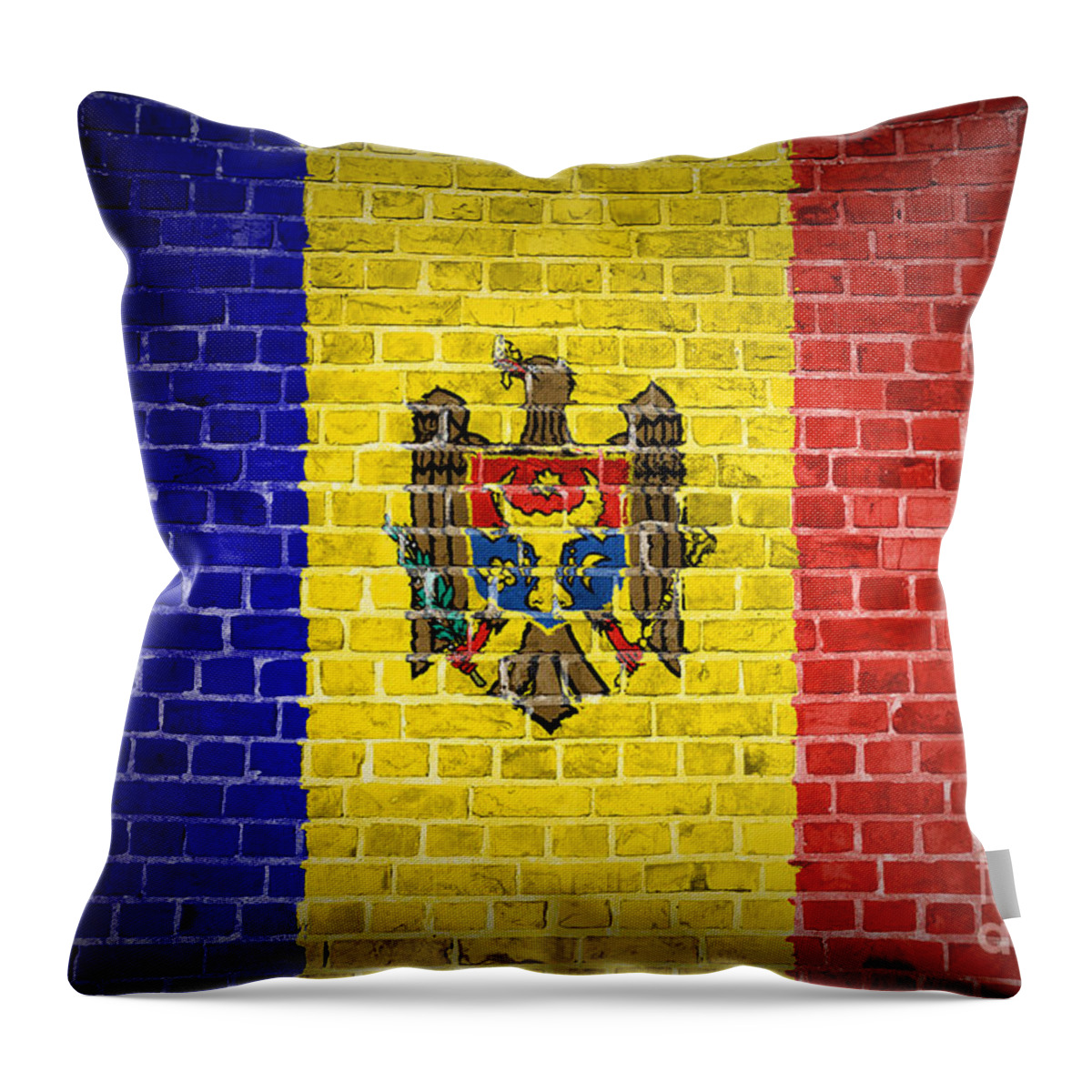 Moldova Throw Pillow featuring the digital art Brick Wall Moldova by Antony McAulay