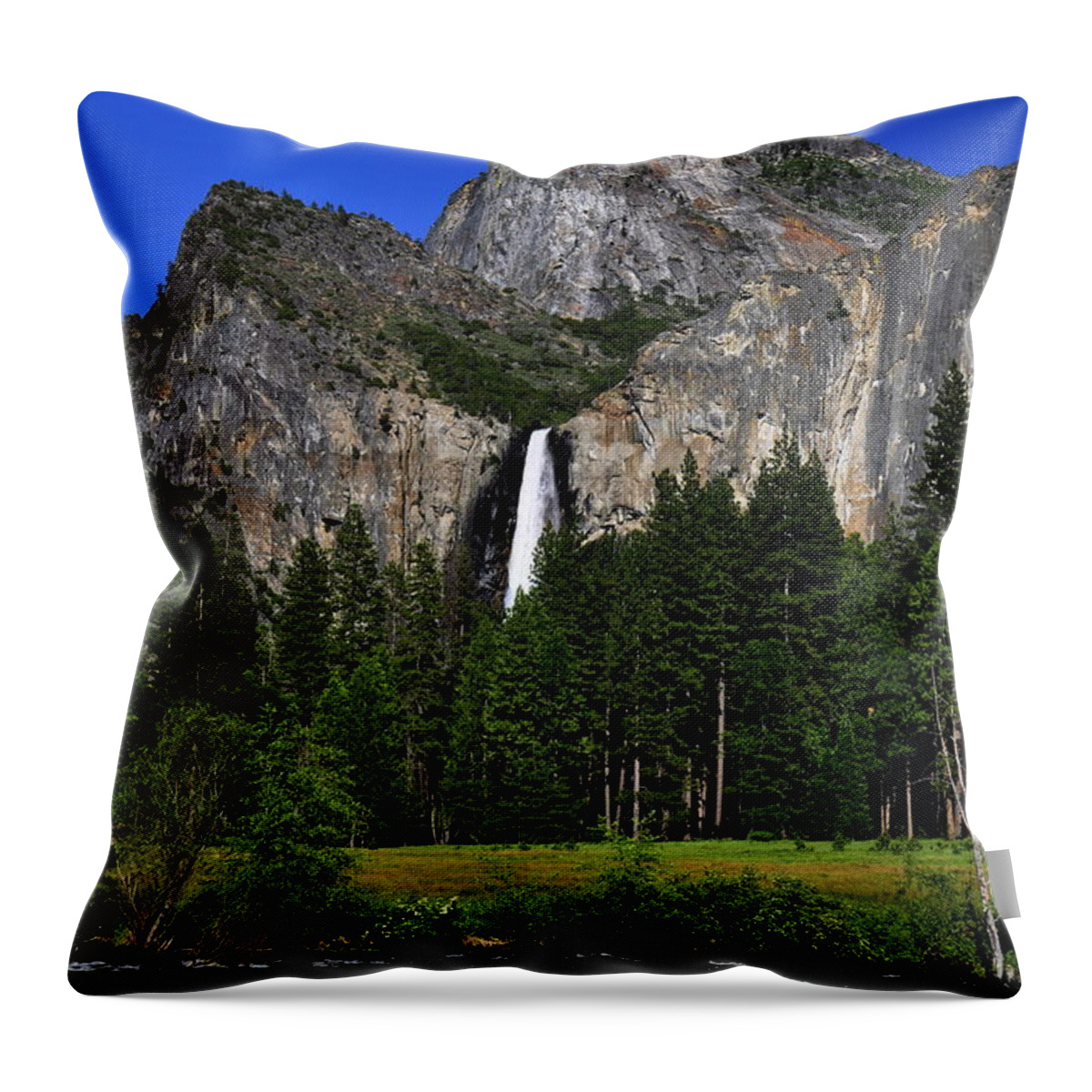 California Throw Pillow featuring the photograph Bridalveil Fall by Caroline Stella