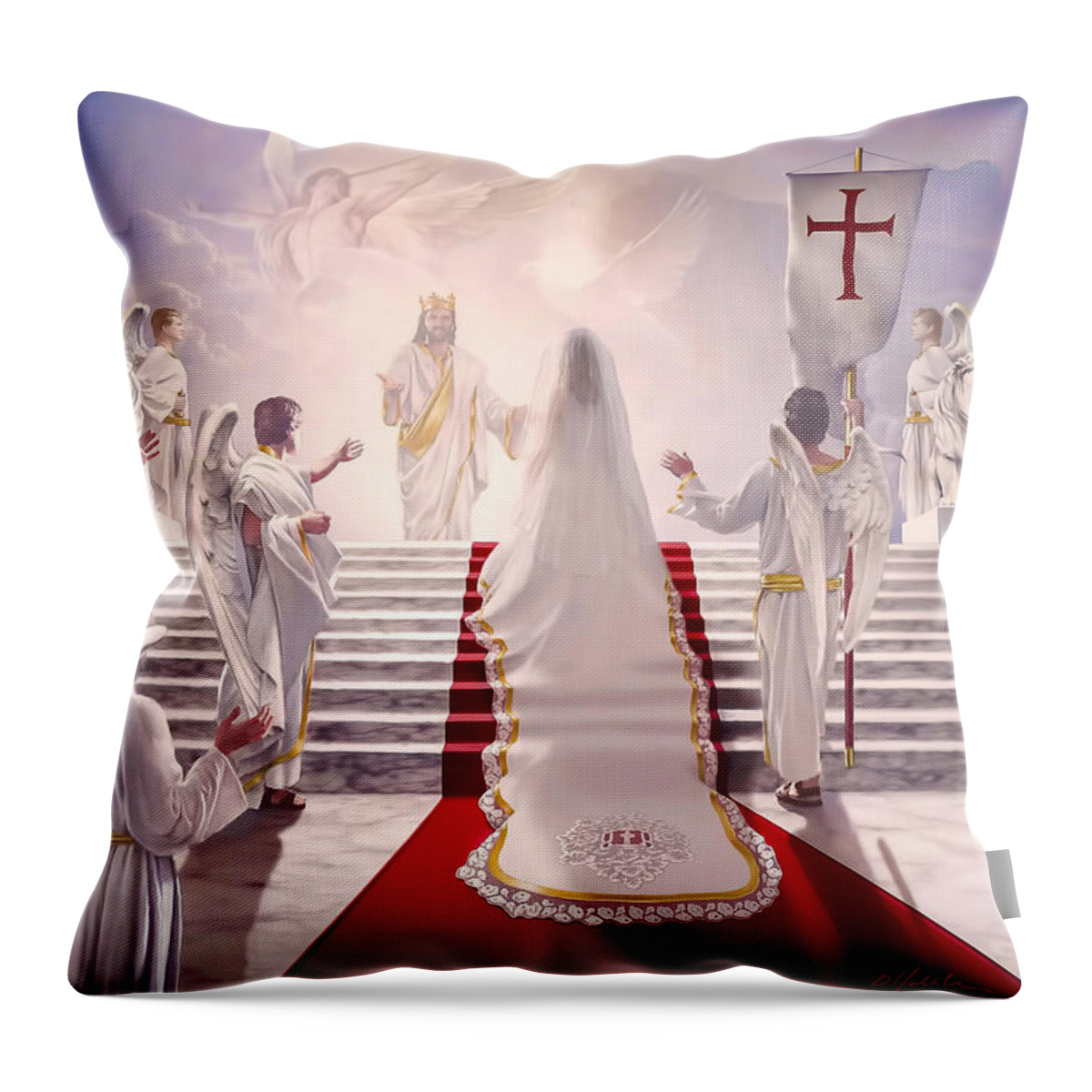 Christian Wall Art Throw Pillow featuring the painting Bride of Christ by Danny Hahlbohm