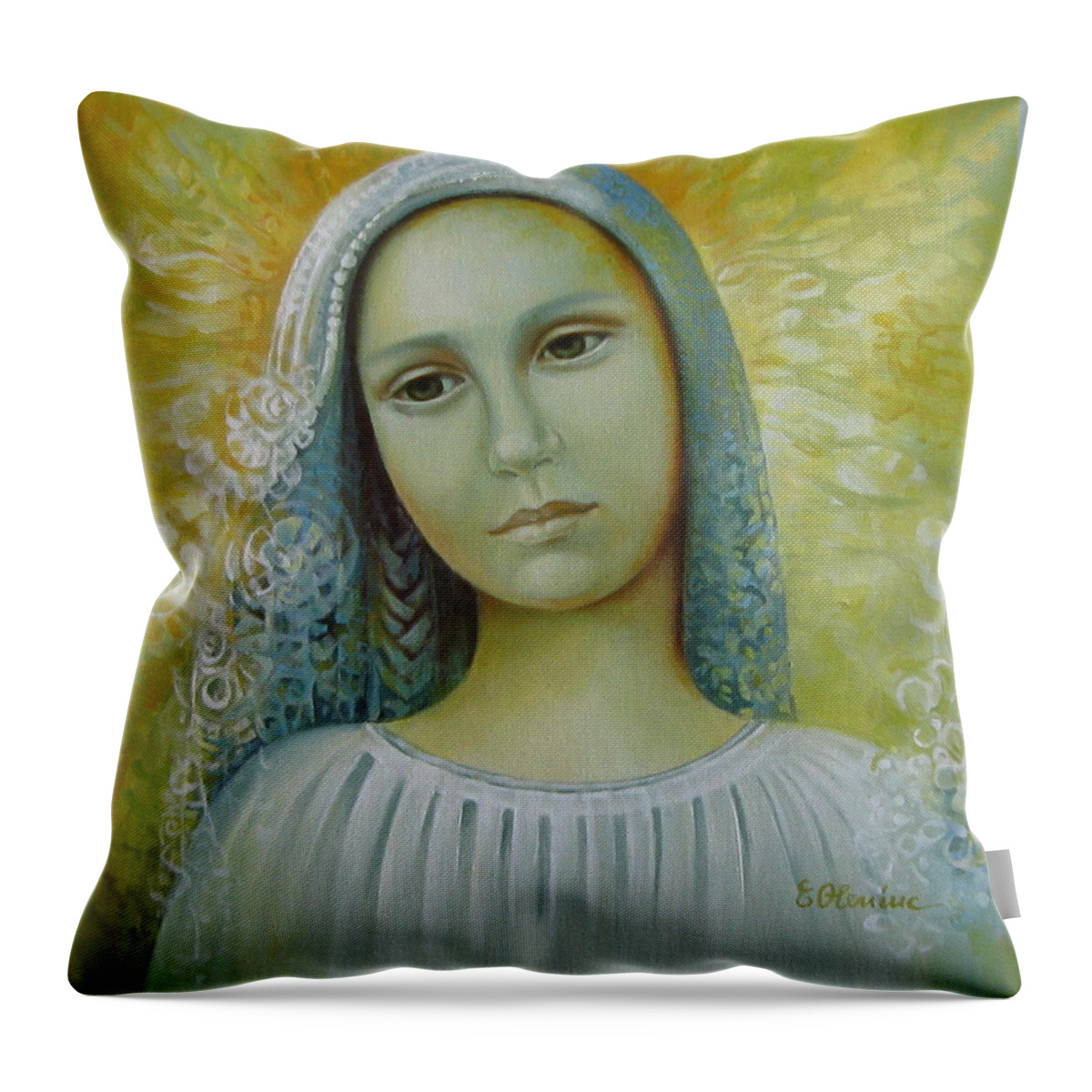 Woman Throw Pillow featuring the painting Bride to anyone by Elena Oleniuc
