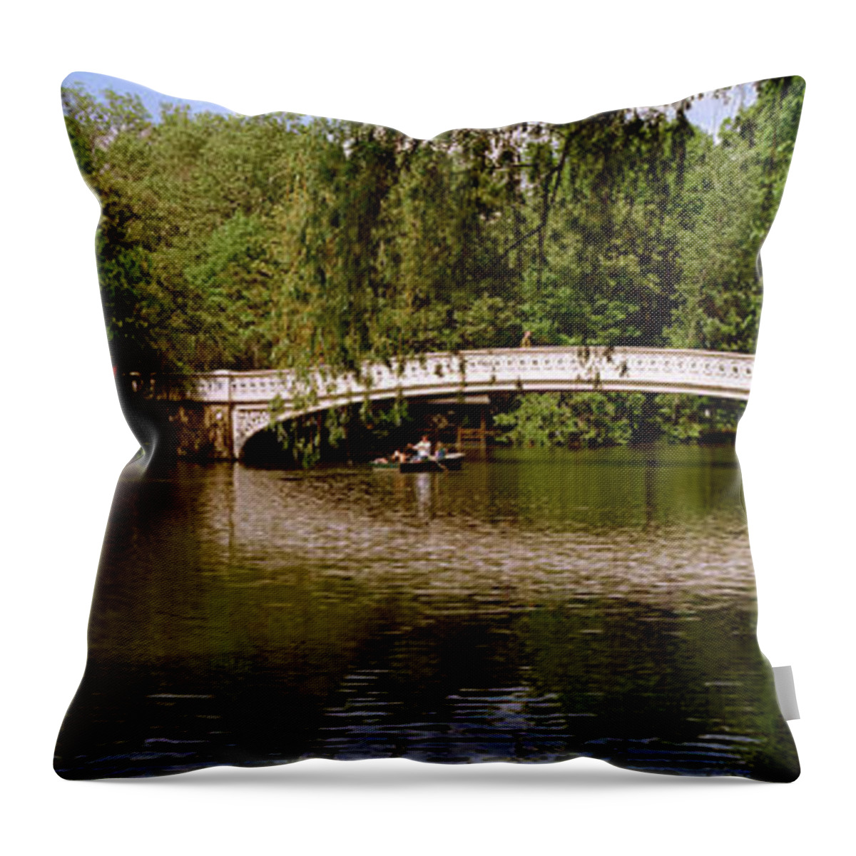 Photography Throw Pillow featuring the photograph Bridge Across A Lake, Central Park by Panoramic Images