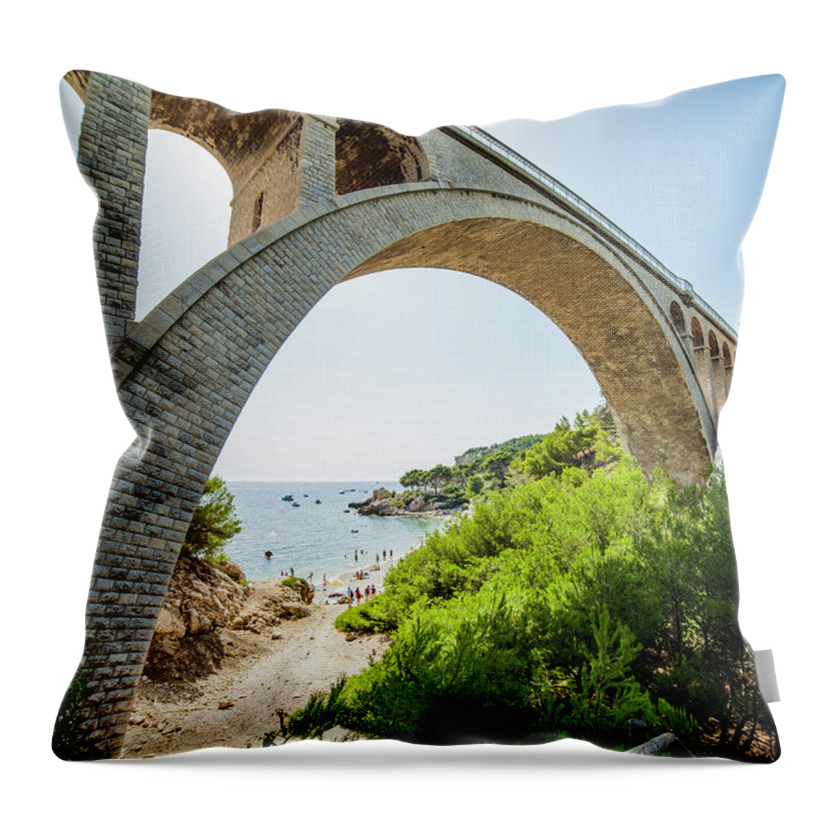 Arch Throw Pillow featuring the photograph Bridge Over The Creek by L. Valencia