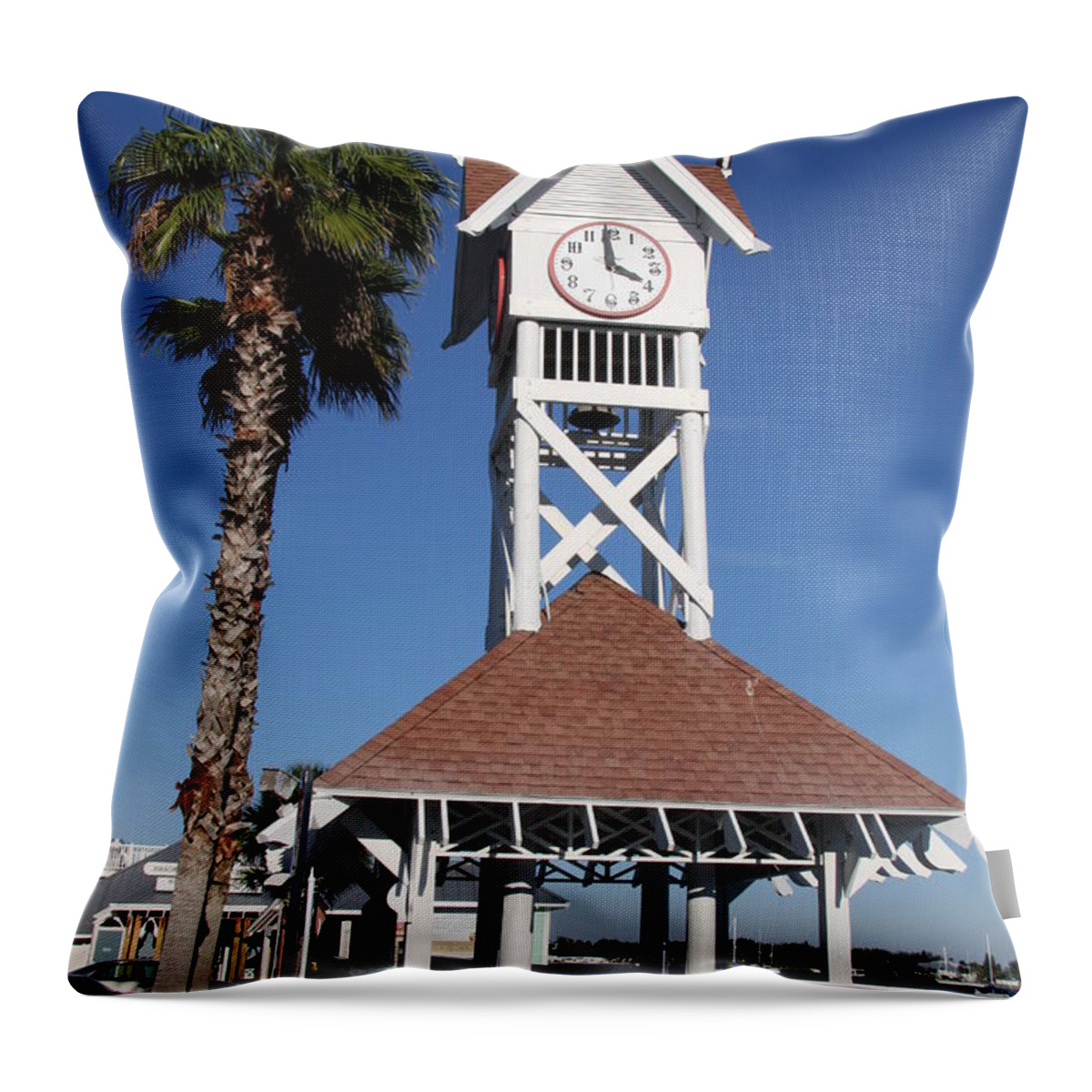 Pier Throw Pillow featuring the photograph Bridge Street Pier And Clocktower by Christiane Schulze Art And Photography