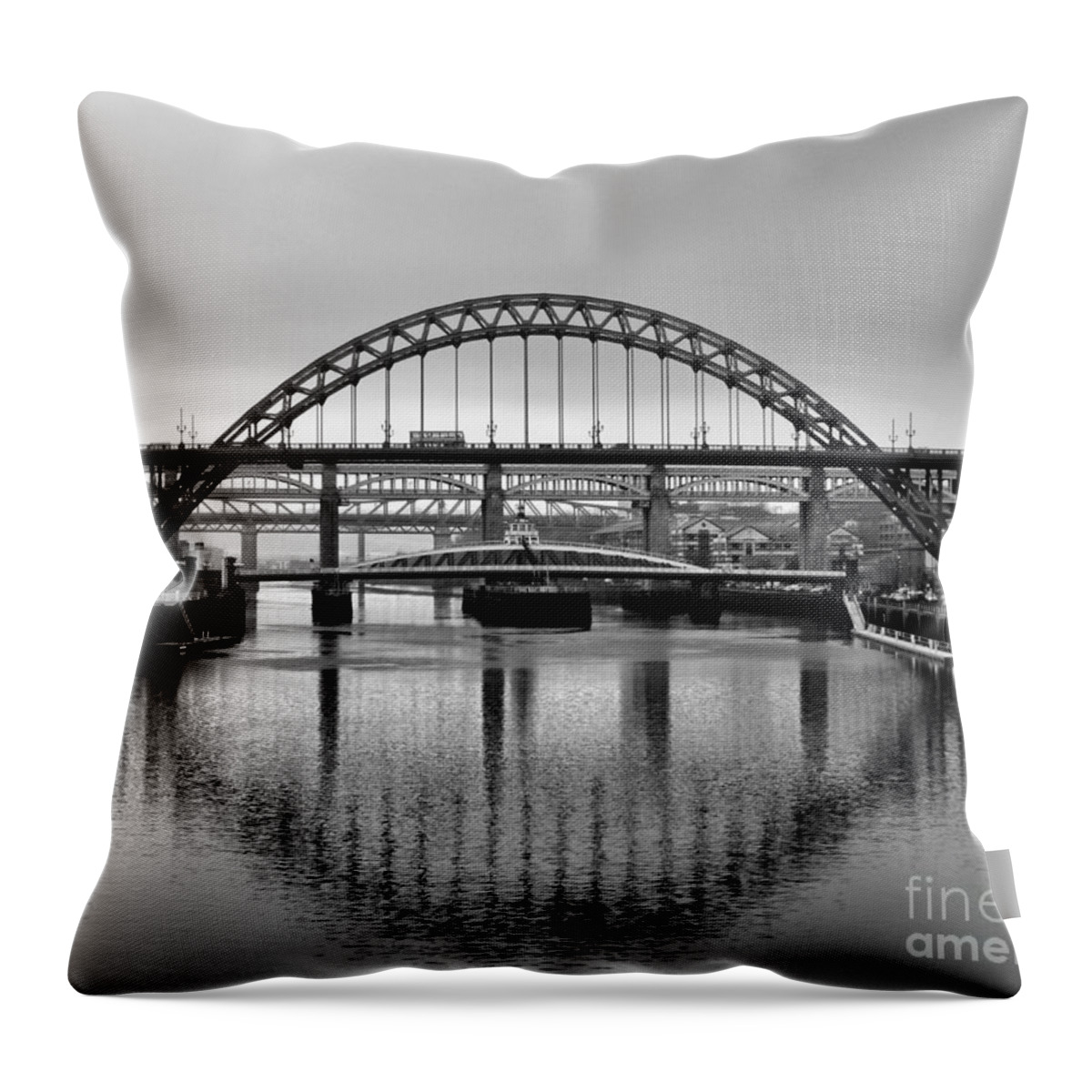 Tyne Bridge Throw Pillow featuring the photograph Bridges Over the River Tyne by Lynn Bolt