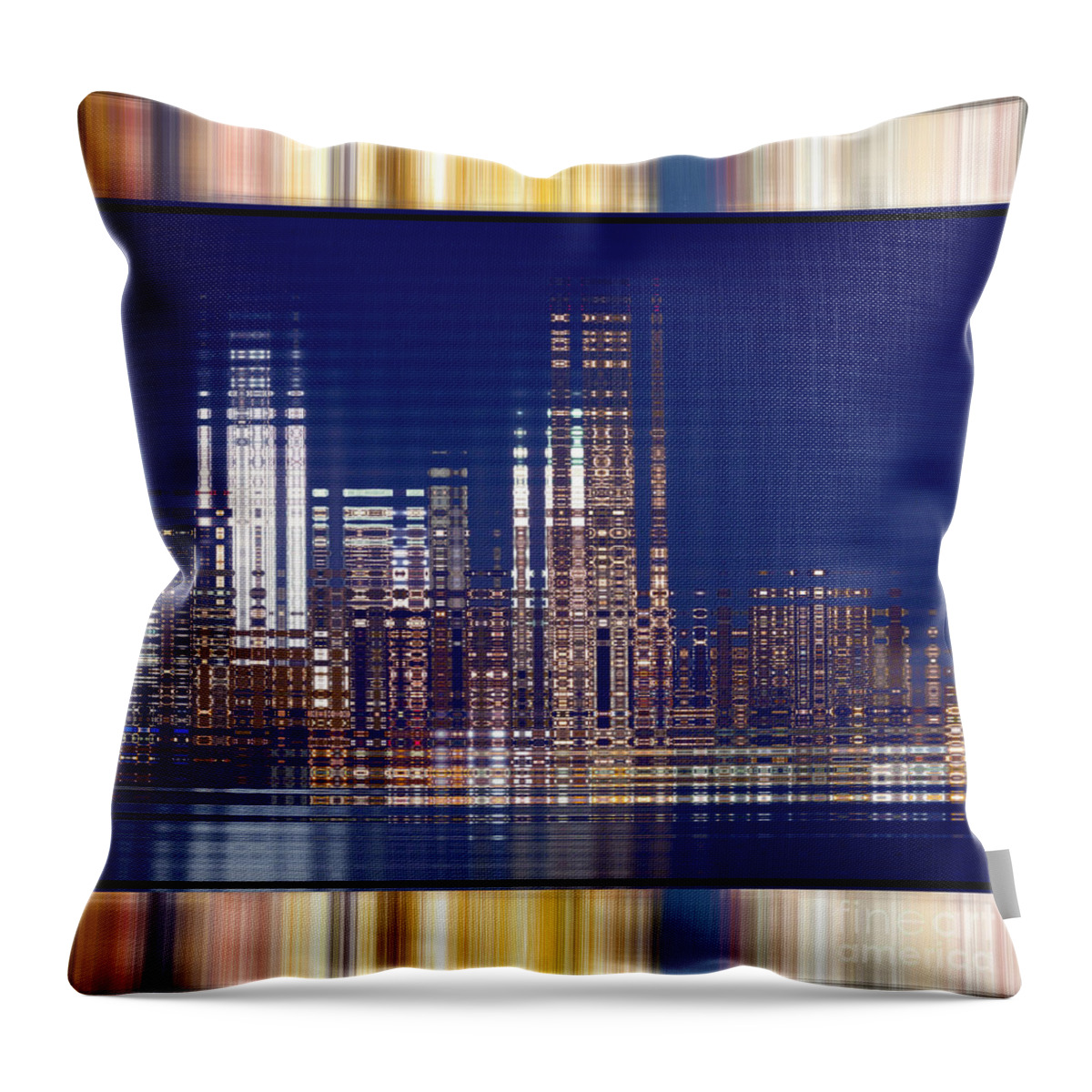 Manhattan Throw Pillow featuring the digital art Bright Lights of the City by Beverly Claire Kaiya