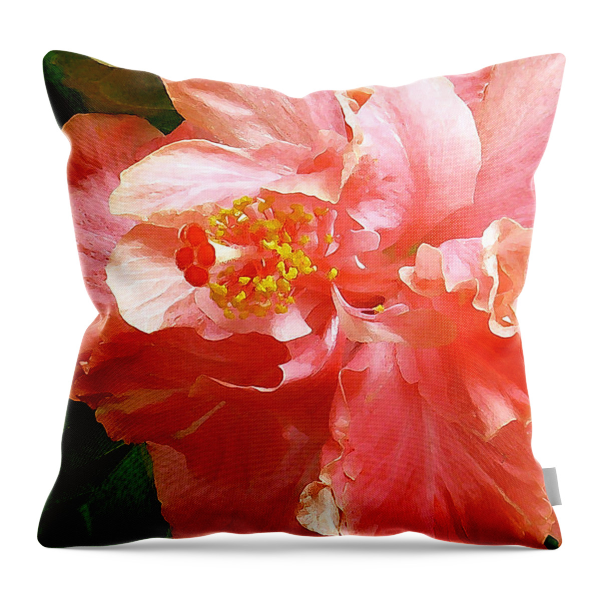 Hibiscus Throw Pillow featuring the digital art Bright Pink Hibiscus by James Temple