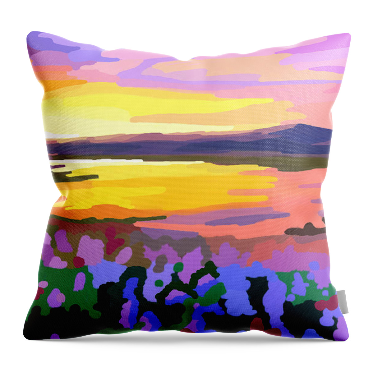 Sweet Day Throw Pillow featuring the digital art Brilliant Evening by Anthony Mwangi