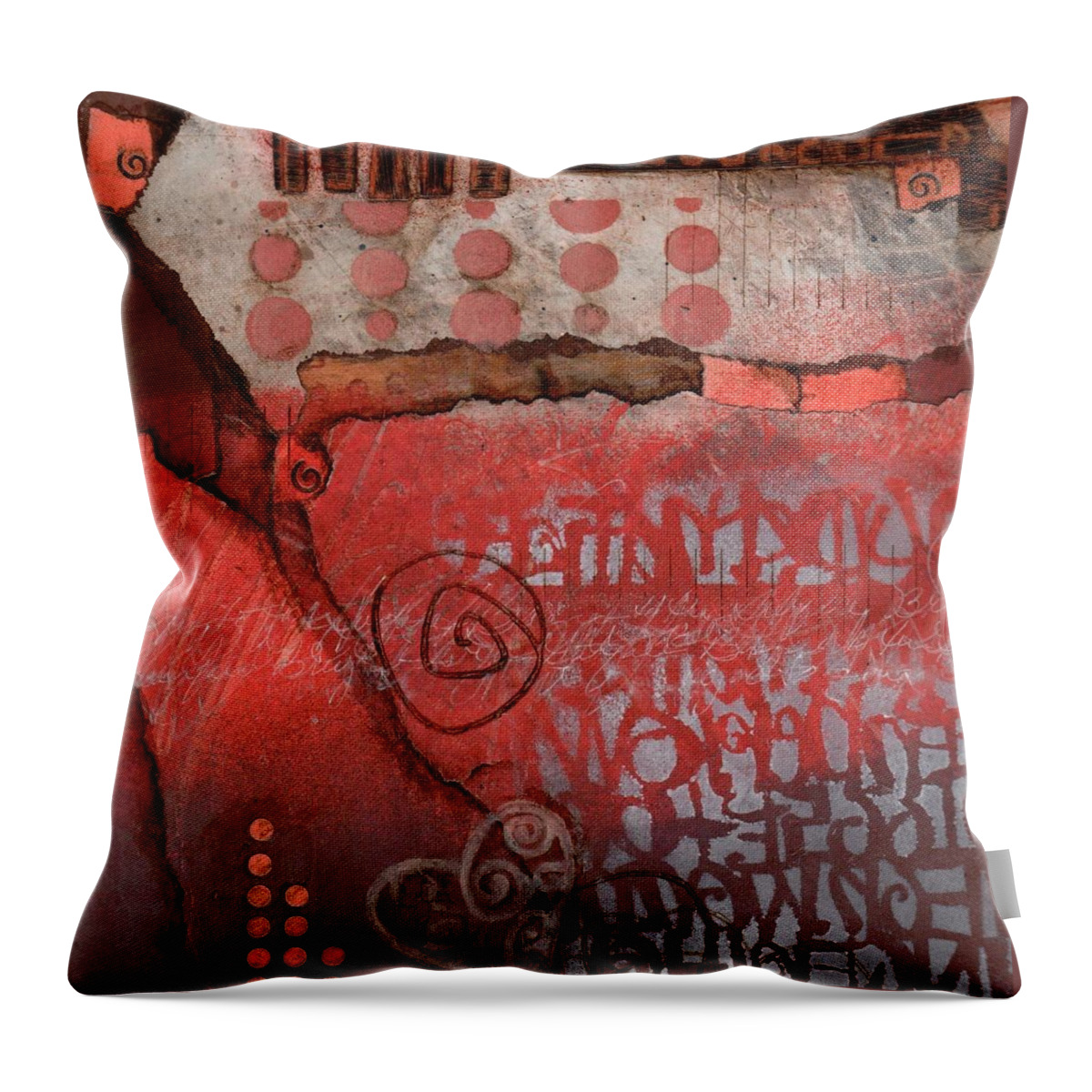 Peach Throw Pillow featuring the mixed media Bring it to the Surface by Laura Lein-Svencner