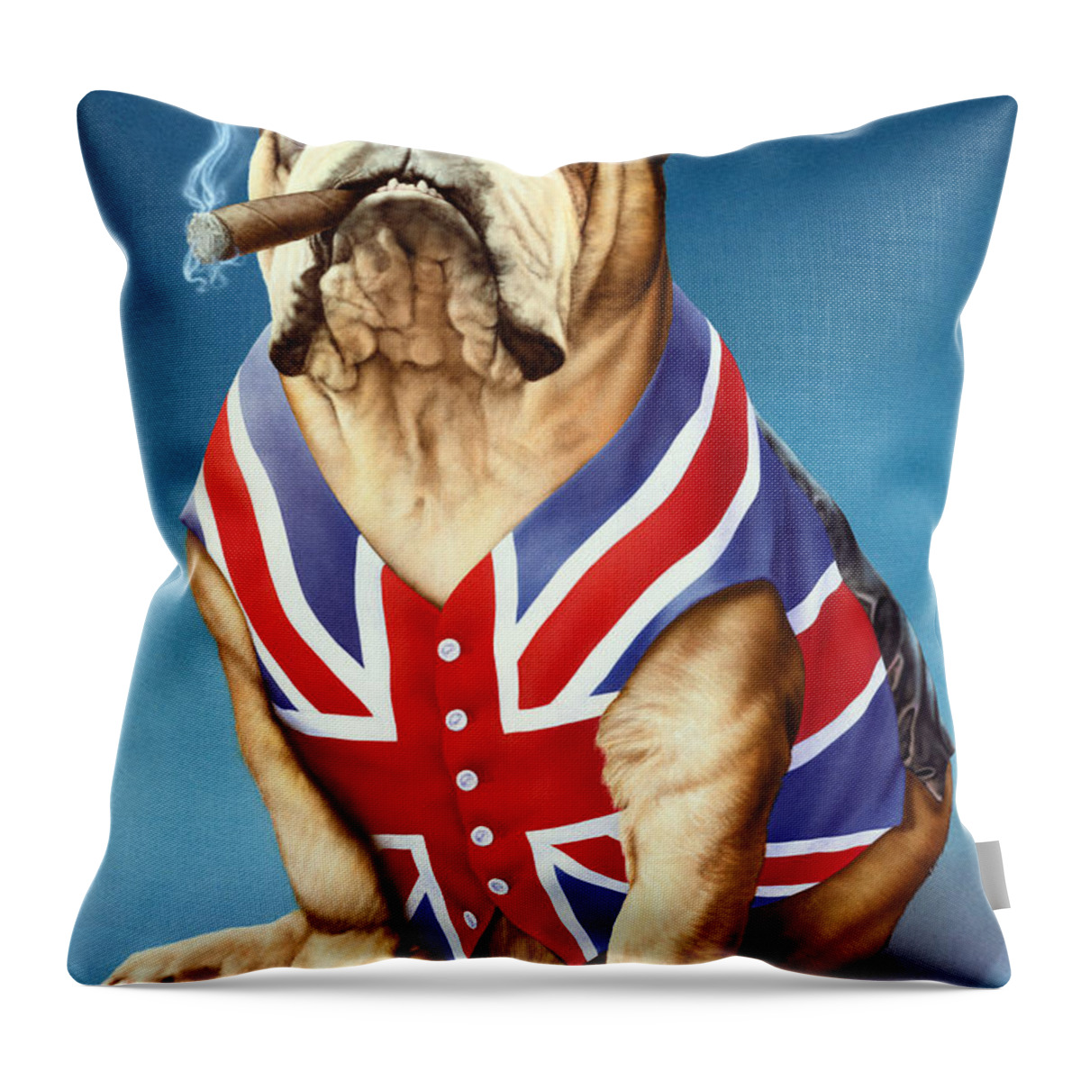British Throw Pillow featuring the photograph British Bulldog by MGL Meiklejohn Graphics Licensing
