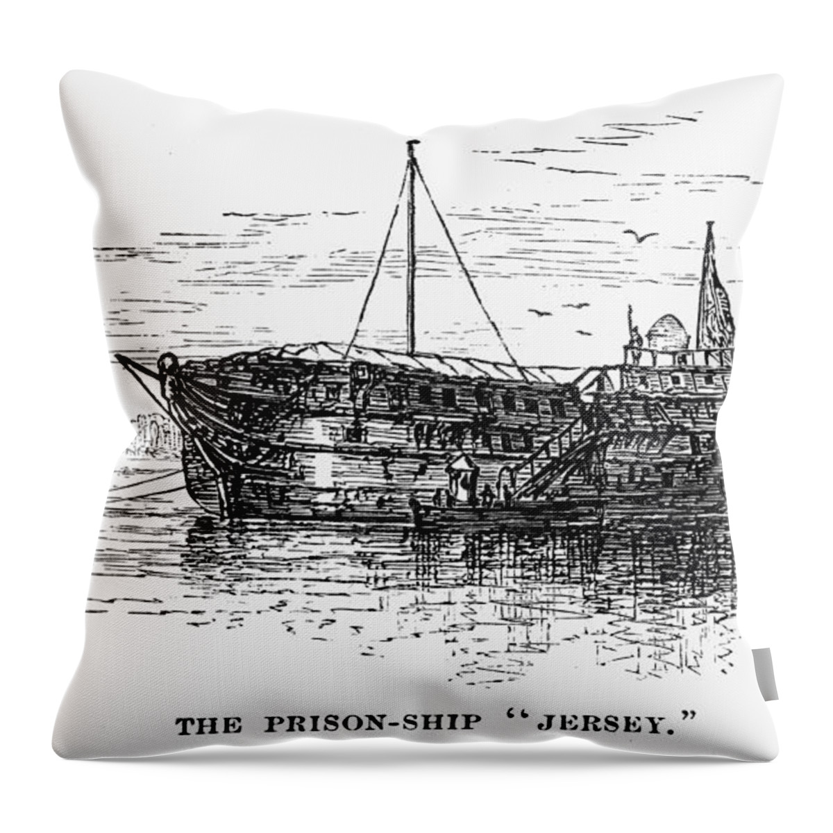 1770s Throw Pillow featuring the photograph BRITISH PRISON SHIP, 1770s by Granger