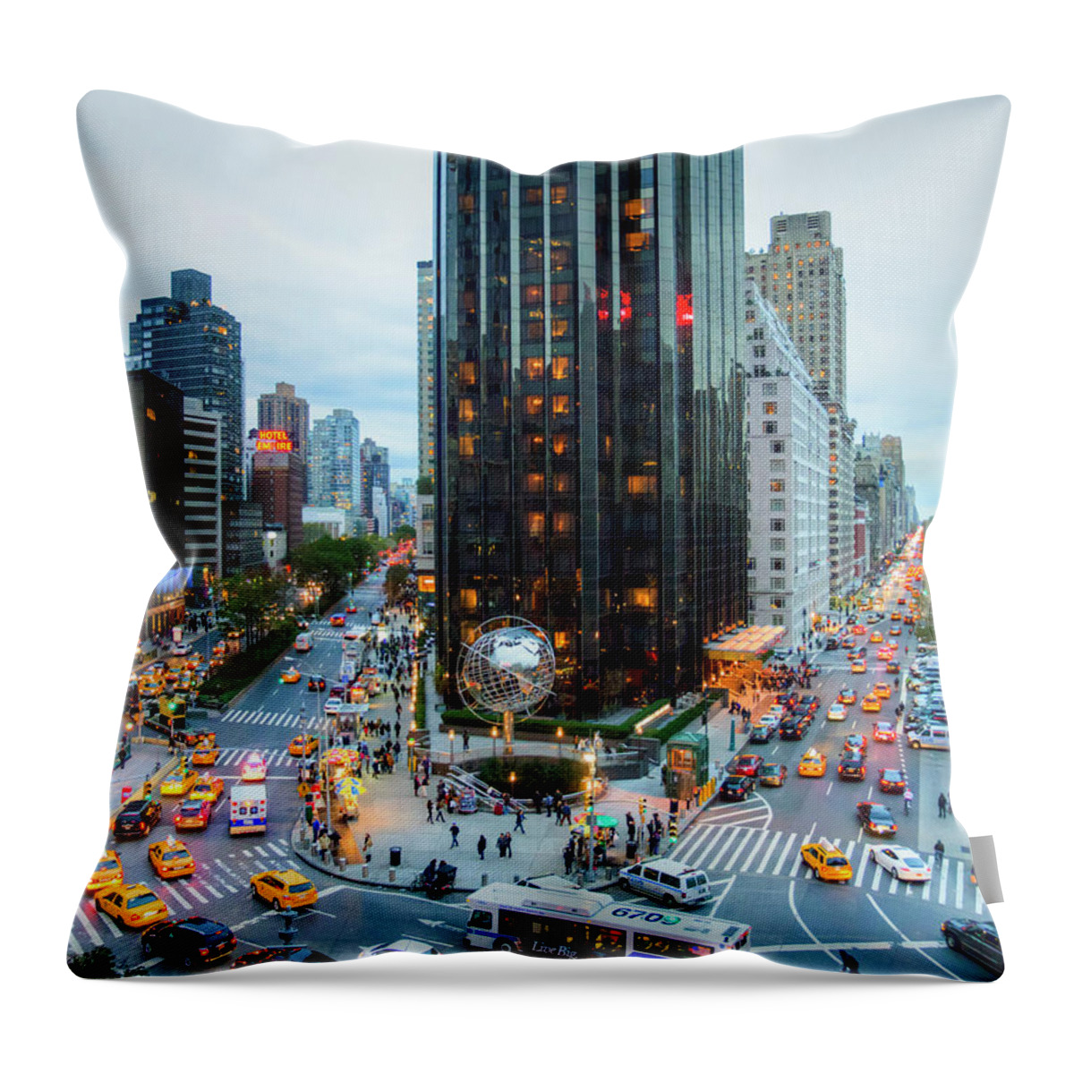 Central Park Throw Pillow featuring the photograph Broadway And Central Park West Elevated by Michael Lee