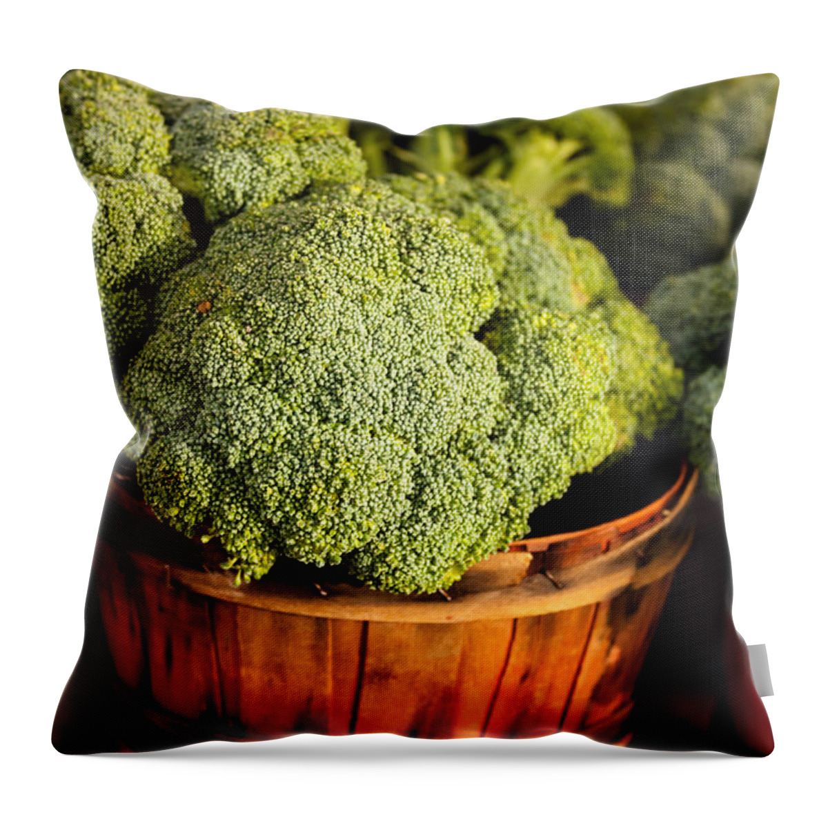 Agriculture Throw Pillow featuring the photograph Broccoli in Baskets by Teri Virbickis
