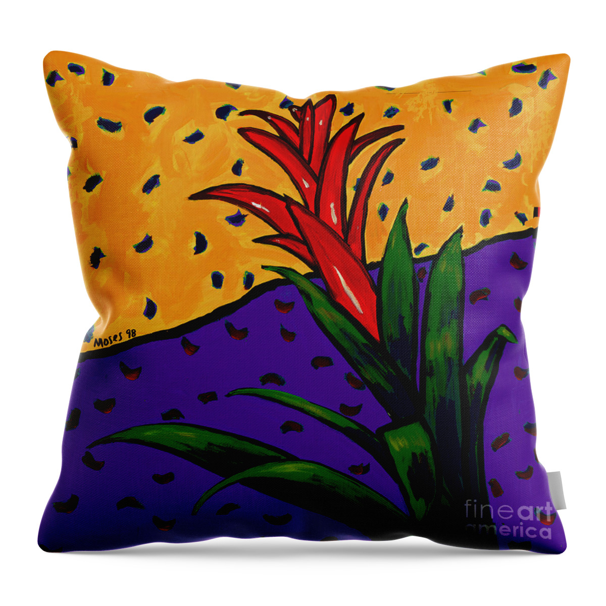 Bromeliad Throw Pillow featuring the painting Bromeliad by Dale Moses