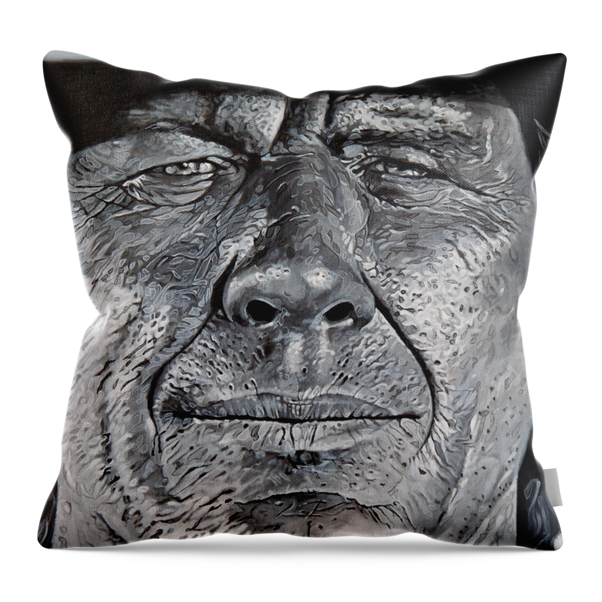 Charles Bronson Throw Pillow featuring the painting Bronson by Arie Van der Wijst