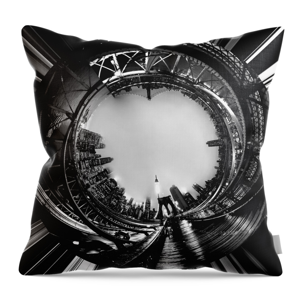 United States Of America Throw Pillow featuring the photograph Brooklyn Bridge Circagraph 4 by Az Jackson
