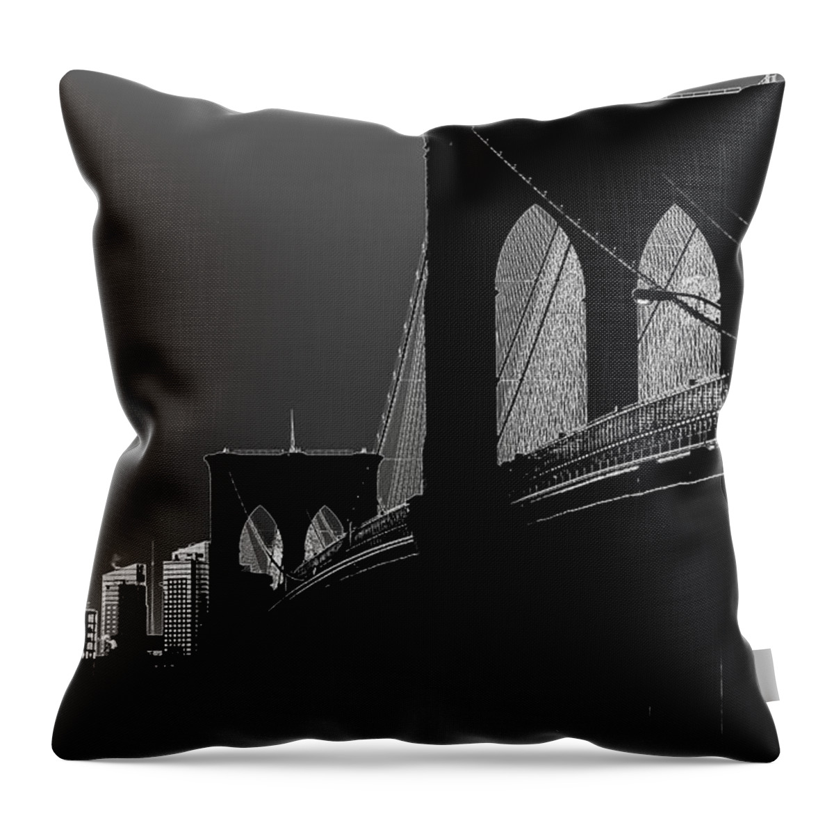 Brooklyn Throw Pillow featuring the photograph Brooklyn Bridge in Shadow by James Canning