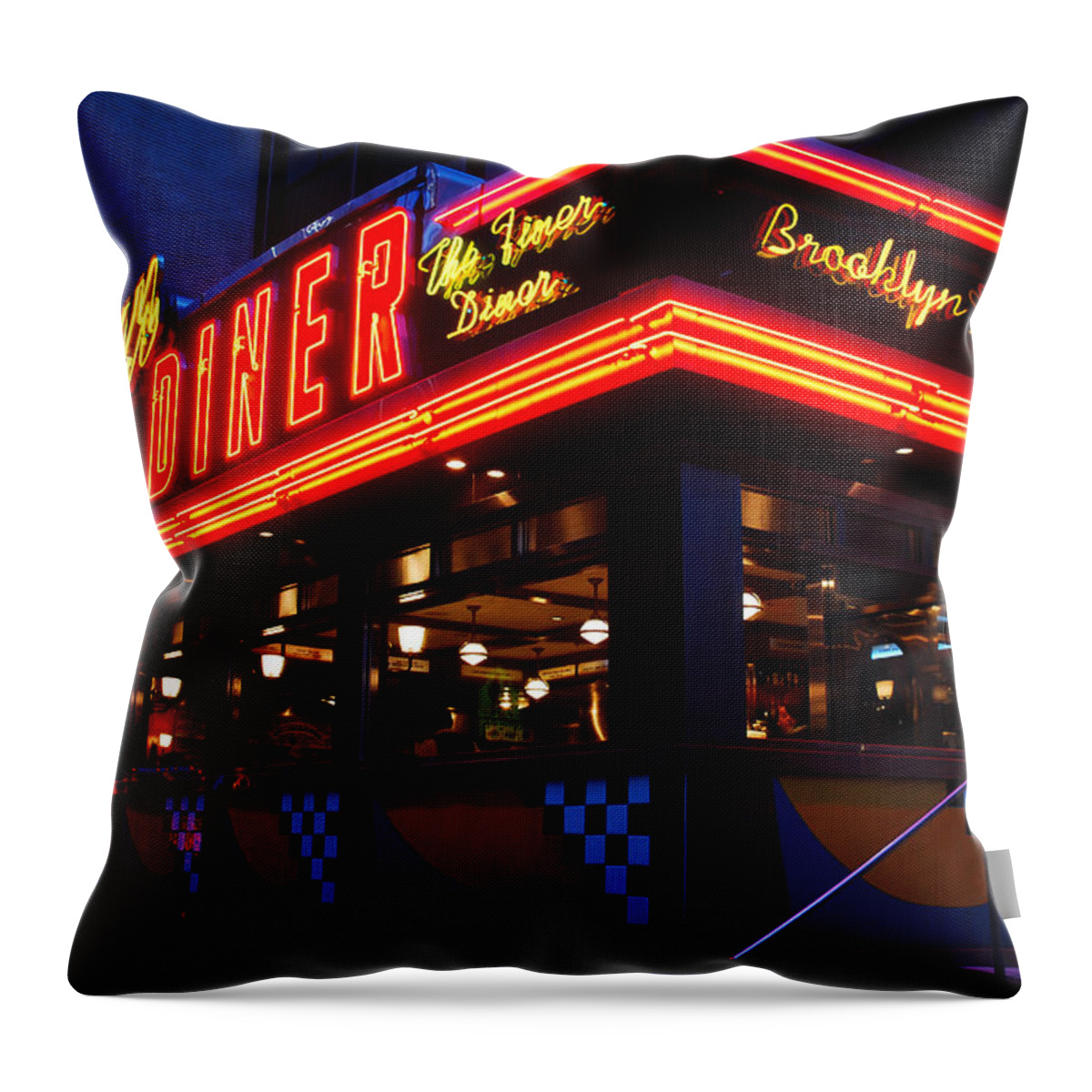 Brooklyn Throw Pillow featuring the photograph Brooklyn Diner USA by James Kirkikis