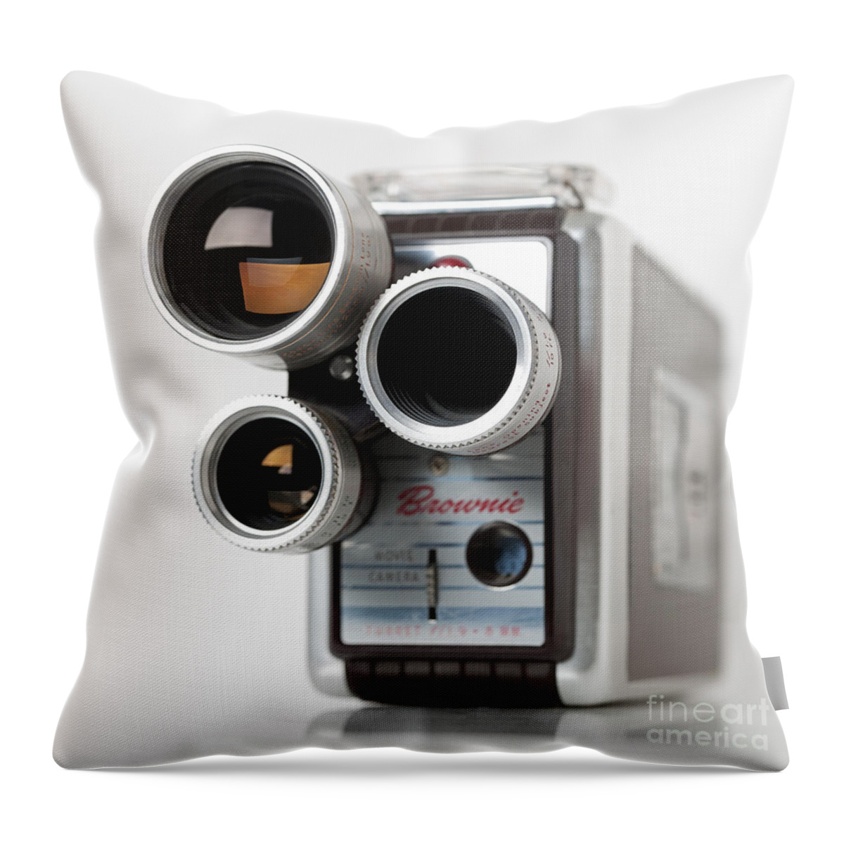 Movie Camera Throw Pillow featuring the photograph Brownie Movie Camera by Art Whitton