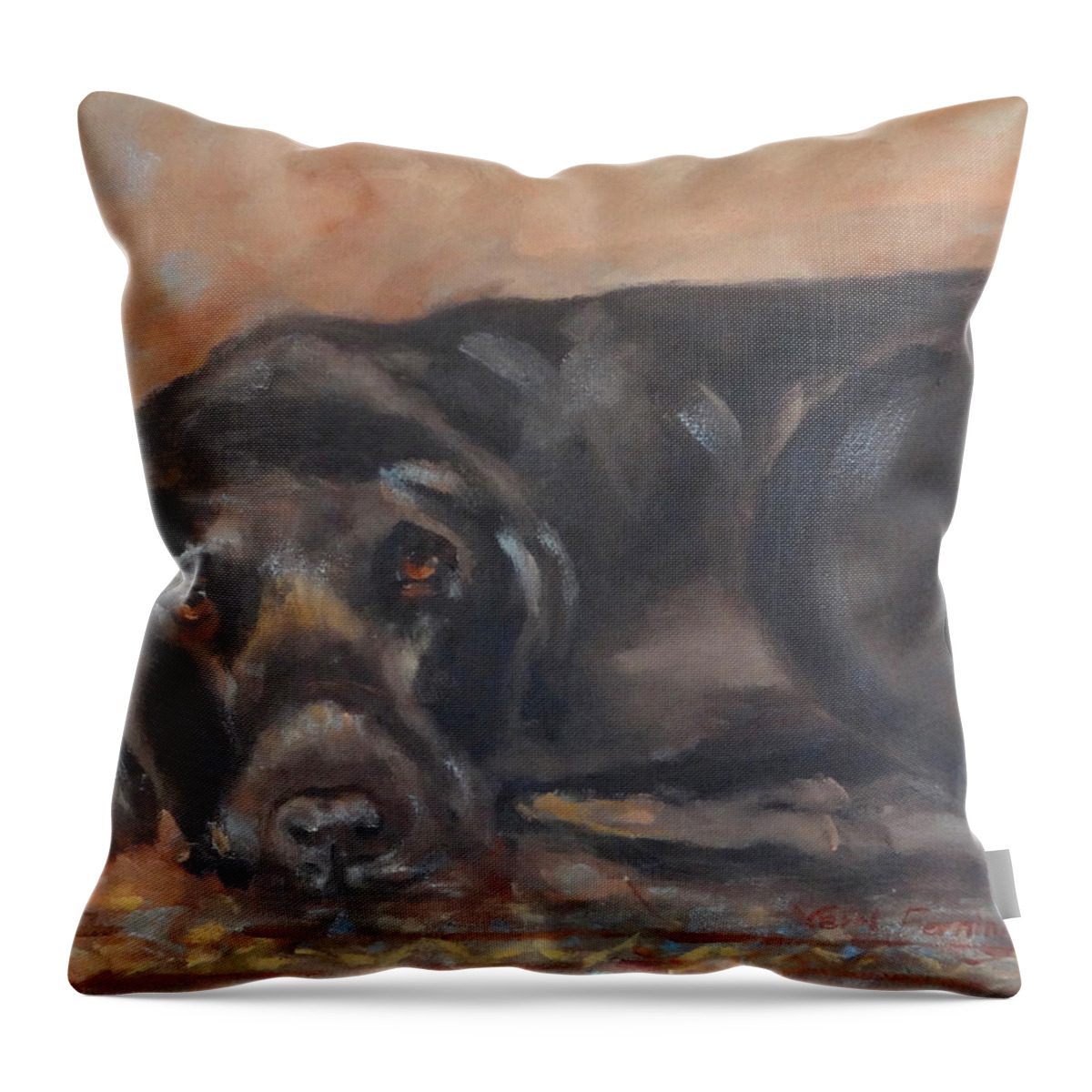 Dark Chocolate Throw Pillow featuring the painting Bruce by Carol Berning