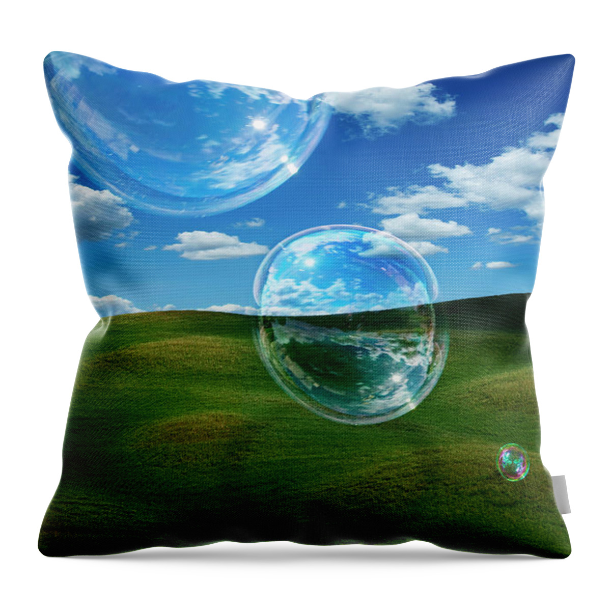 Tranquility Throw Pillow featuring the photograph Bubble Float Across A Tuscan Landscape by Andrew Bret Wallis