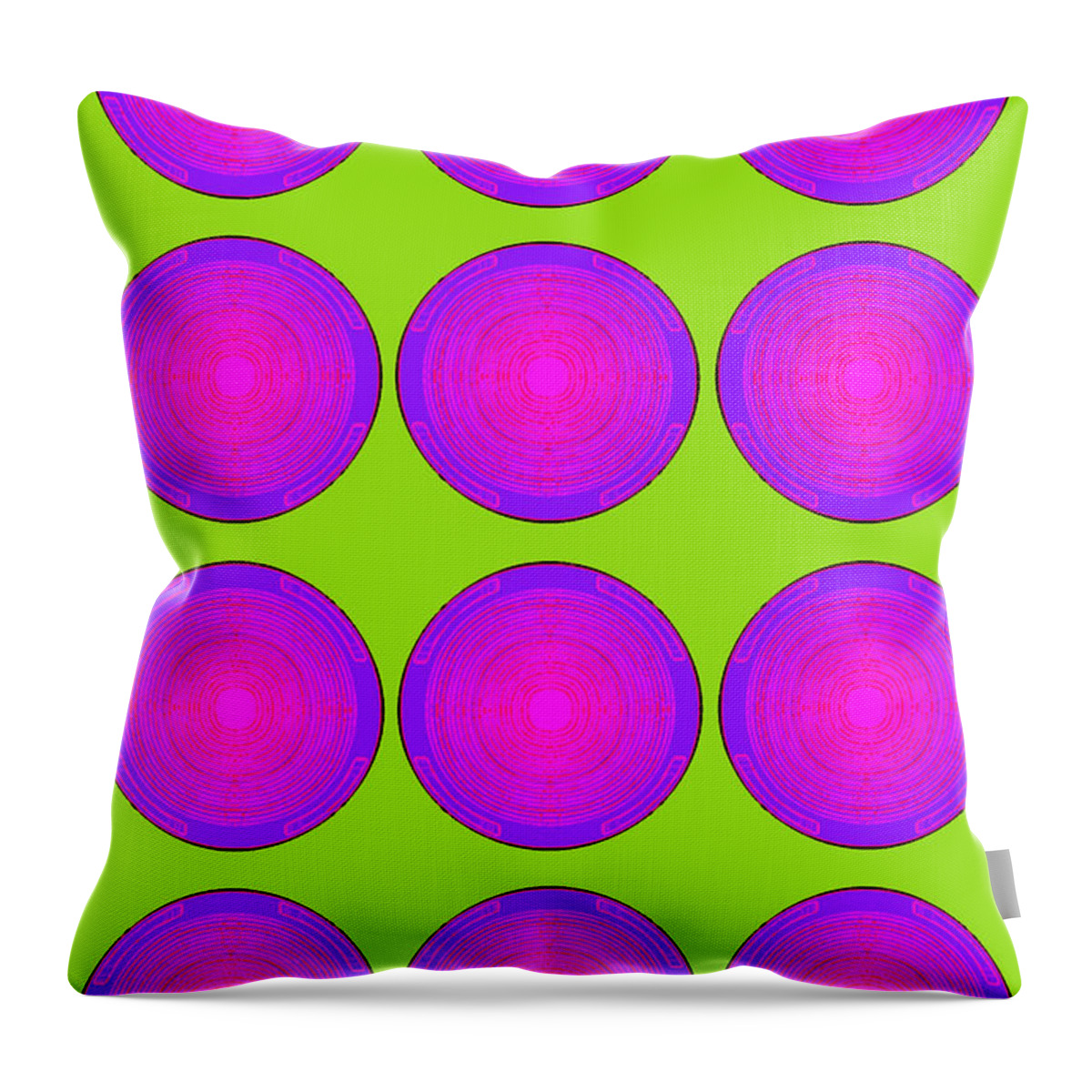 Circles Throw Pillow featuring the painting Bubbles Lime Purple Poster by Robert R Splashy Art Abstract Paintings