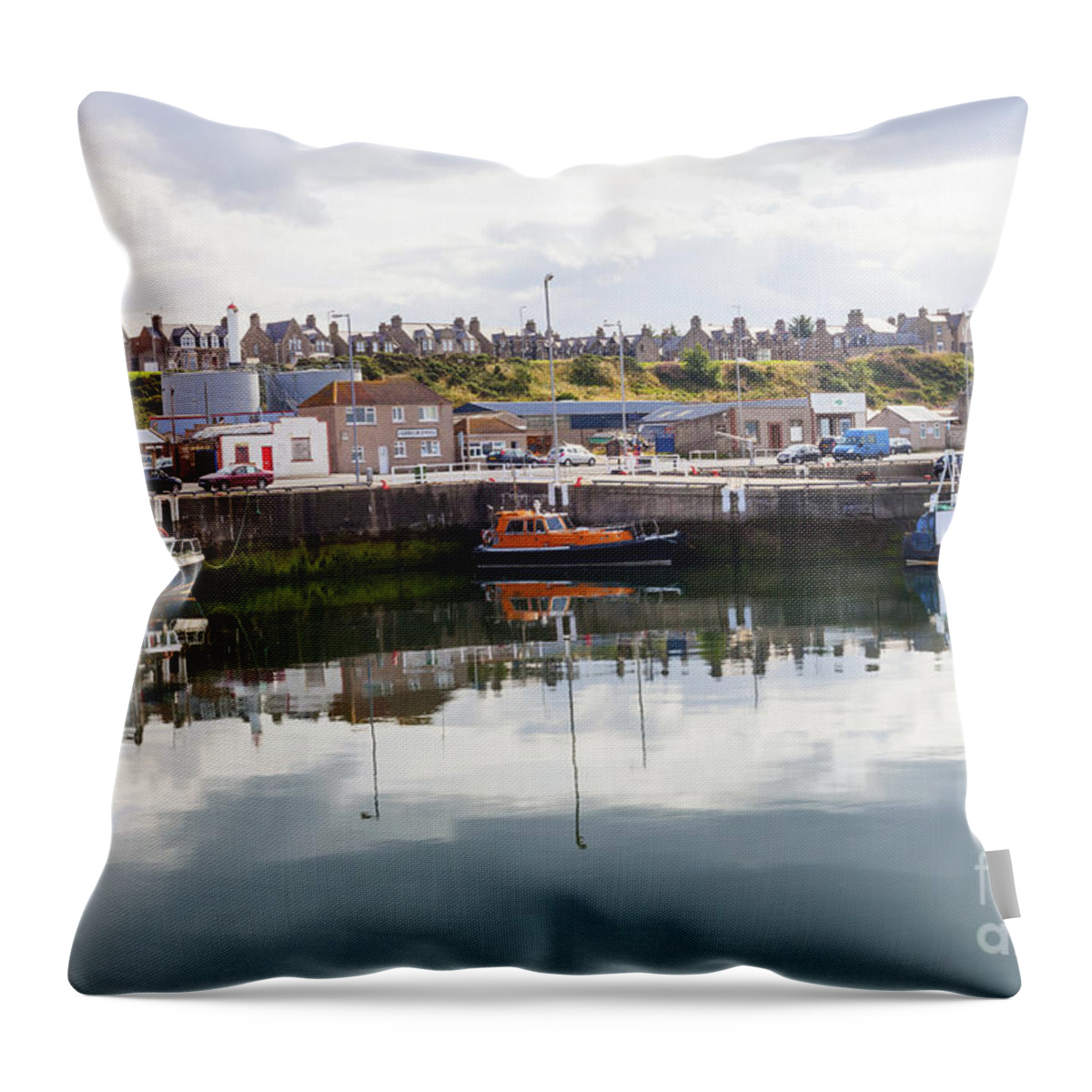 Buckie Throw Pillow featuring the photograph Buckie Harbour by Diane Macdonald