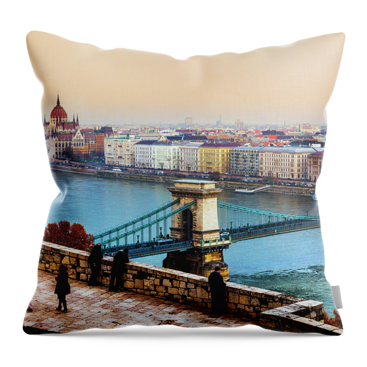 Hungarian Parliament Building Throw Pillow featuring the photograph Budapest - Hungarian Pastels by John And Tina Reid