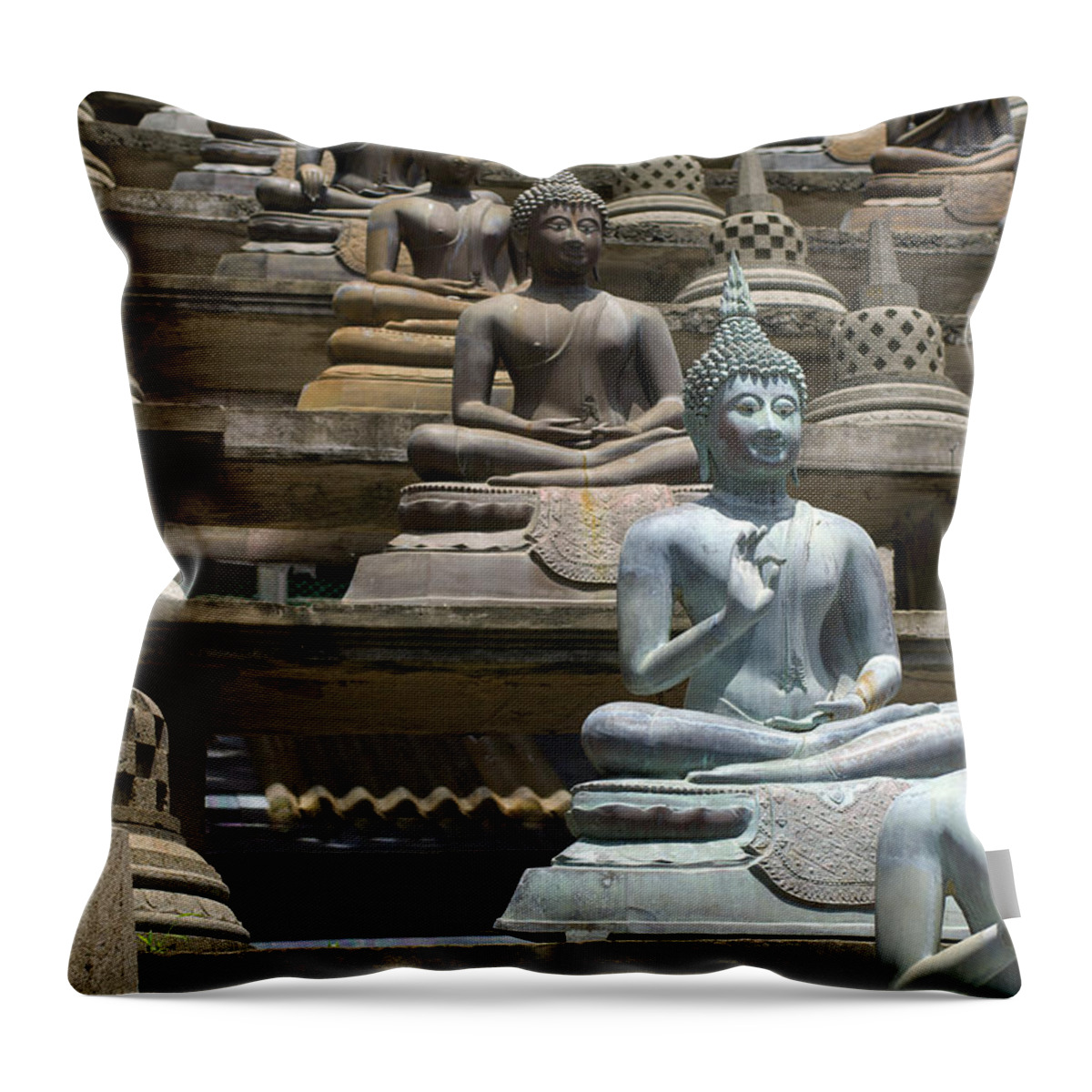 Statue Throw Pillow featuring the photograph Buddhist Statues by Tanukiphoto