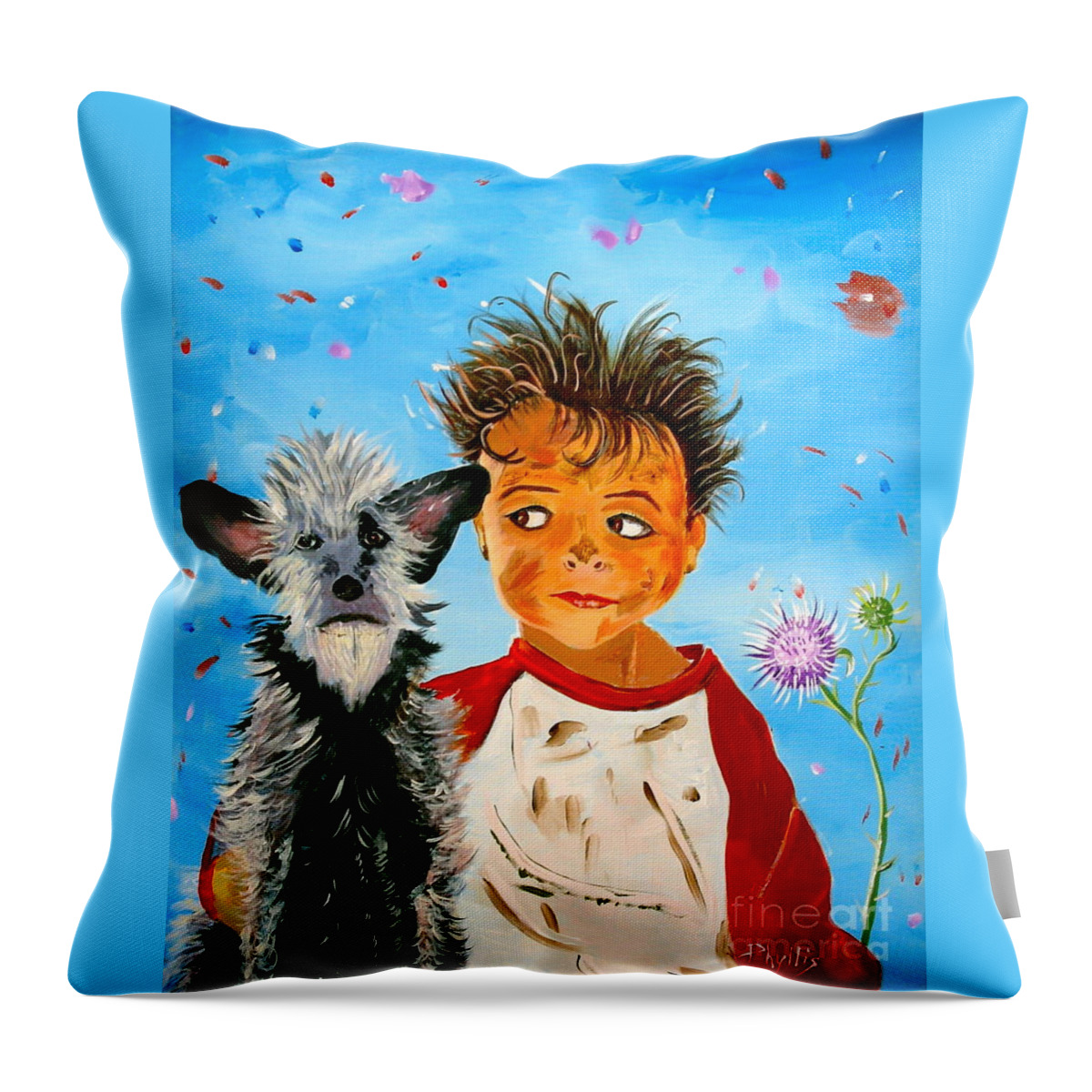 Dog Throw Pillow featuring the painting Buddies by Phyllis Kaltenbach