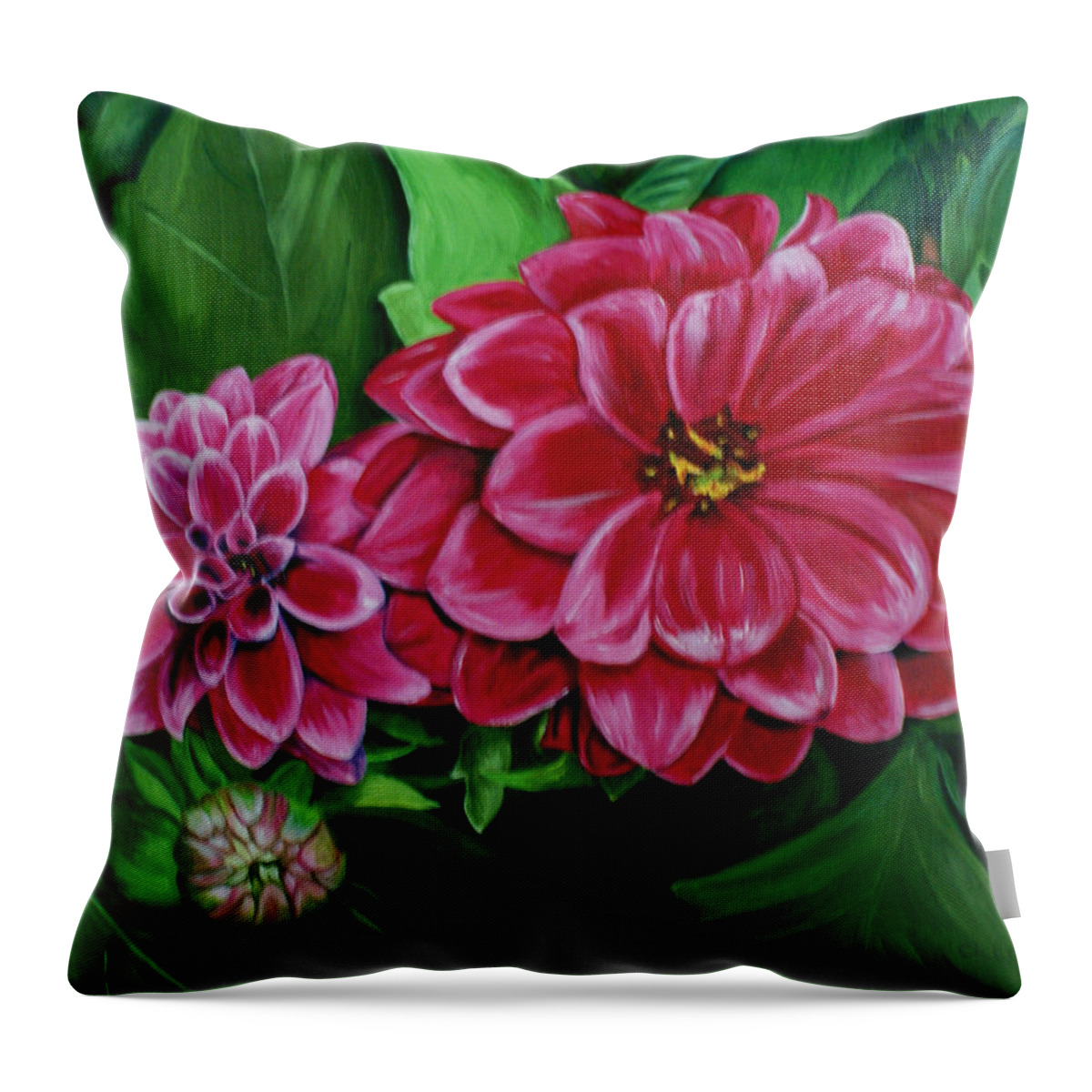 Floral Throw Pillow featuring the painting Buds and Blossoms by Jill Ciccone Pike