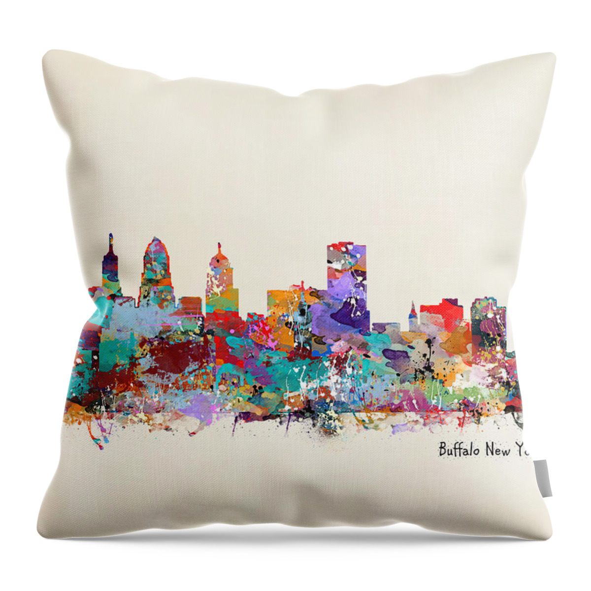 Buffalo City New York Throw Pillow featuring the painting Buffalo New York by Bri Buckley