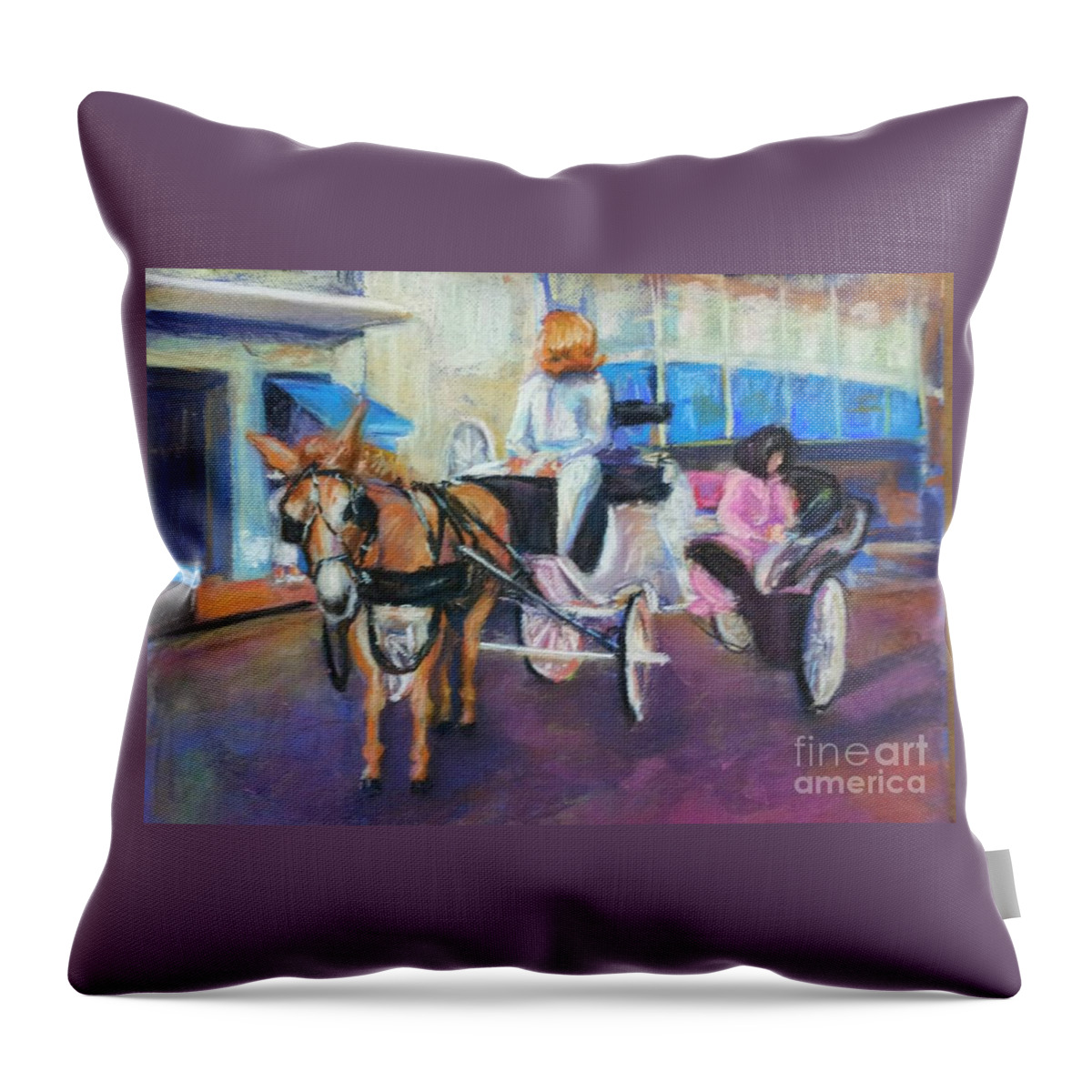 New Orleans Throw Pillow featuring the painting Buggy on Bourbon Street by Beverly Boulet