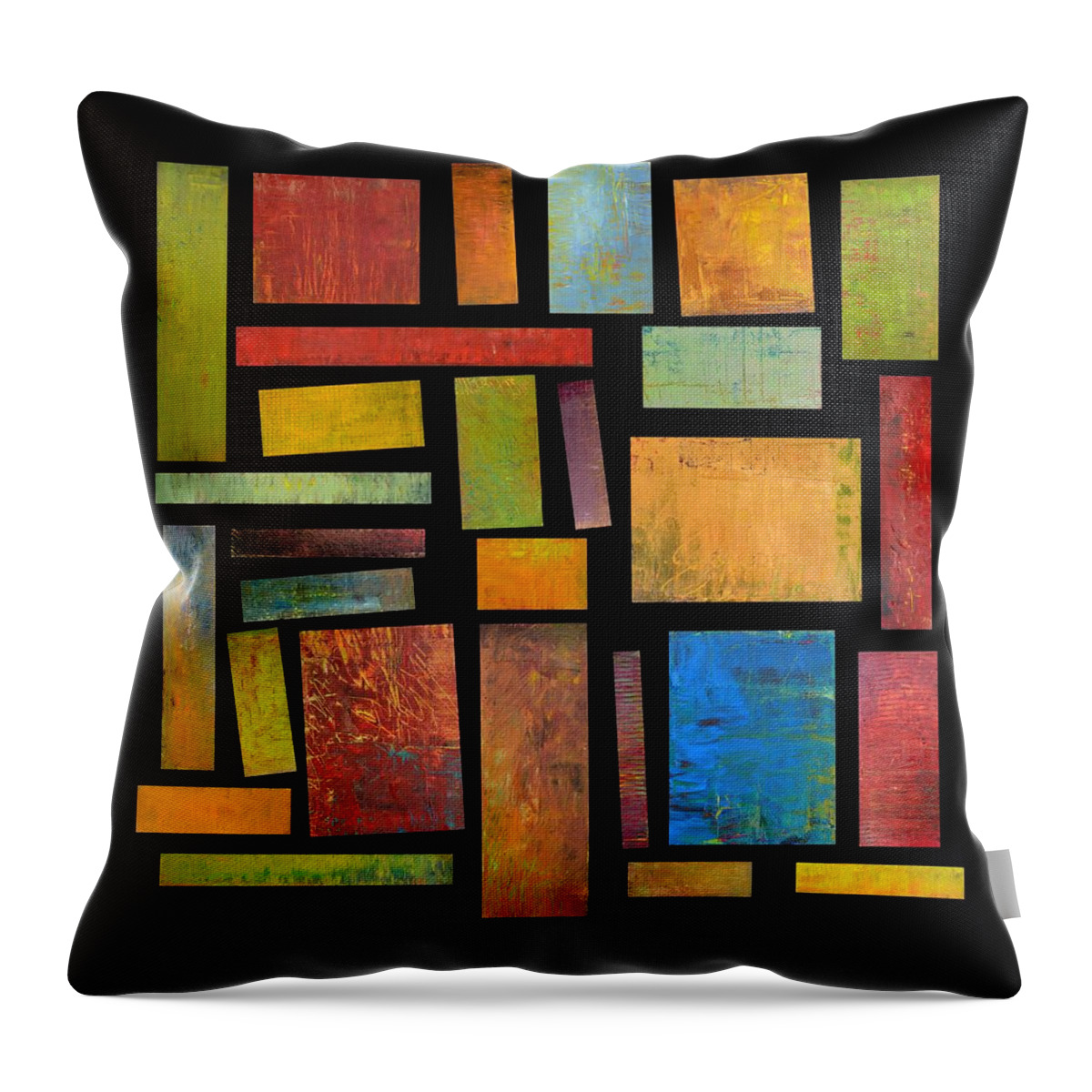 Textural Throw Pillow featuring the painting Building Blocks Three by Michelle Calkins