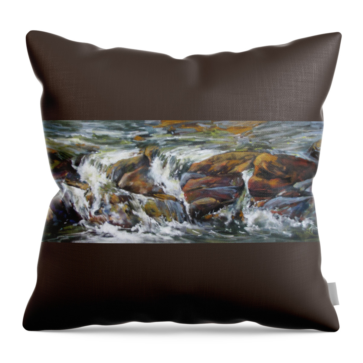 Creek Throw Pillow featuring the painting Bull Creek Escape by Rae Andrews