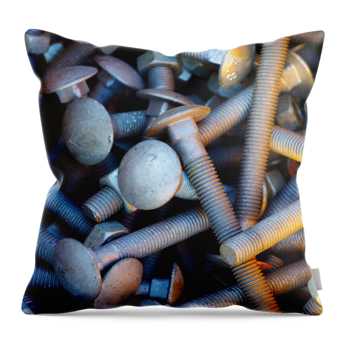 Aluminium Throw Pillow featuring the photograph Bunch of Screws by Carlos Caetano