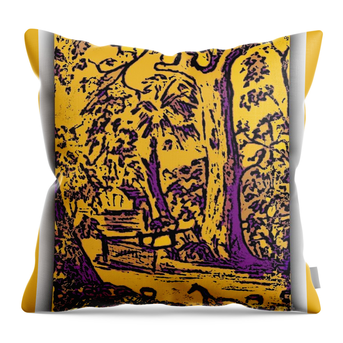 Trees Throw Pillow featuring the mixed media Bundeena Bliss by Leanne Seymour