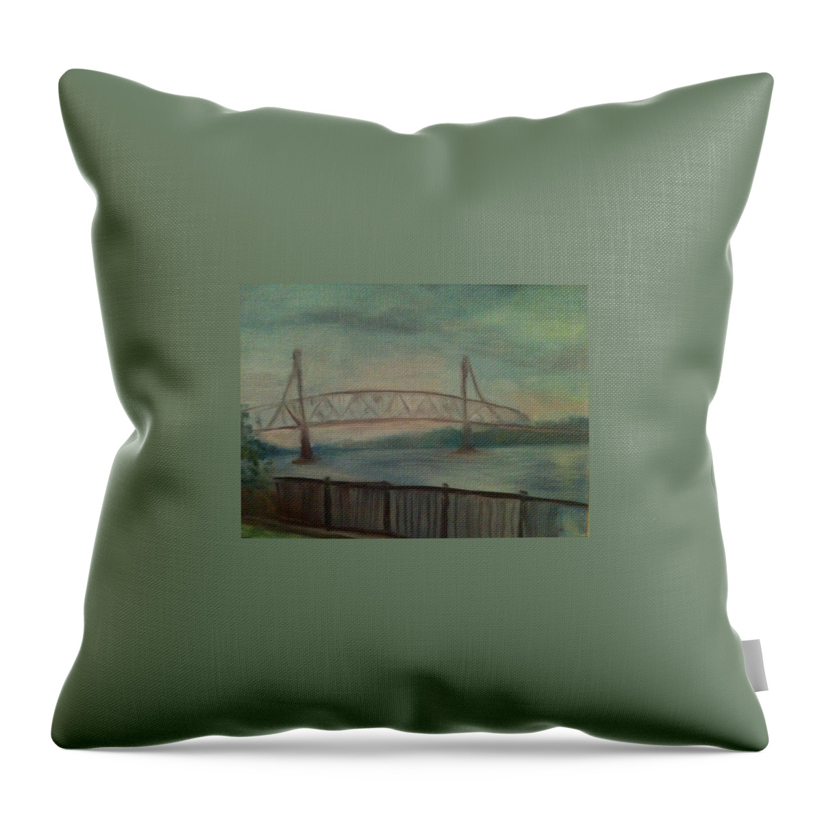 Bridge Throw Pillow featuring the painting Burlington Bristol Bridge by Sheila Mashaw