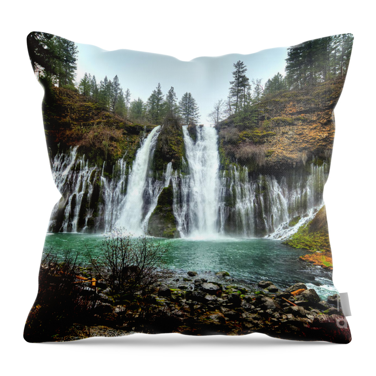 Water Throw Pillow featuring the photograph Burney Falls by Paul Gillham