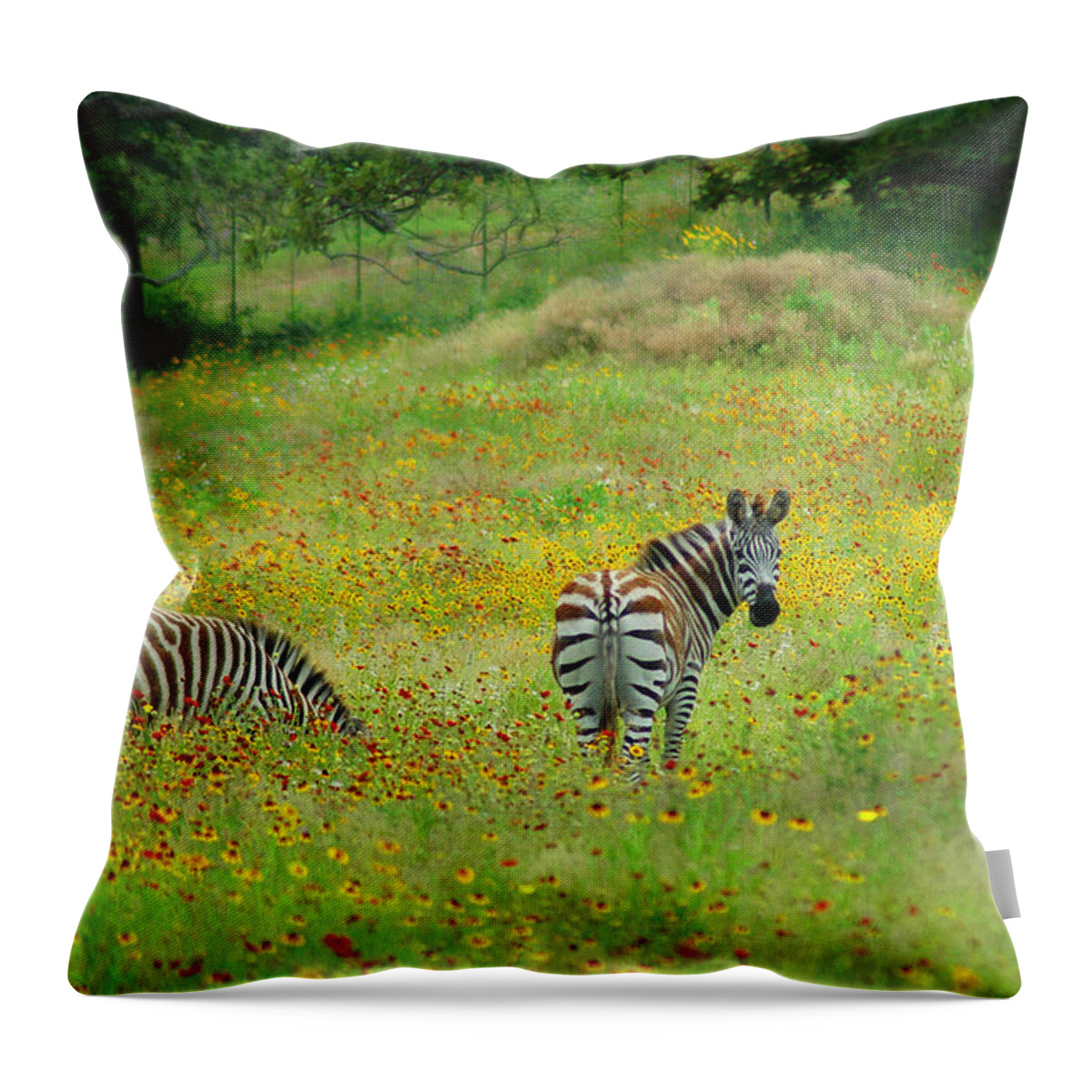 Wildflowers Throw Pillow featuring the photograph Burried in Wildflowers by Lynn Bauer
