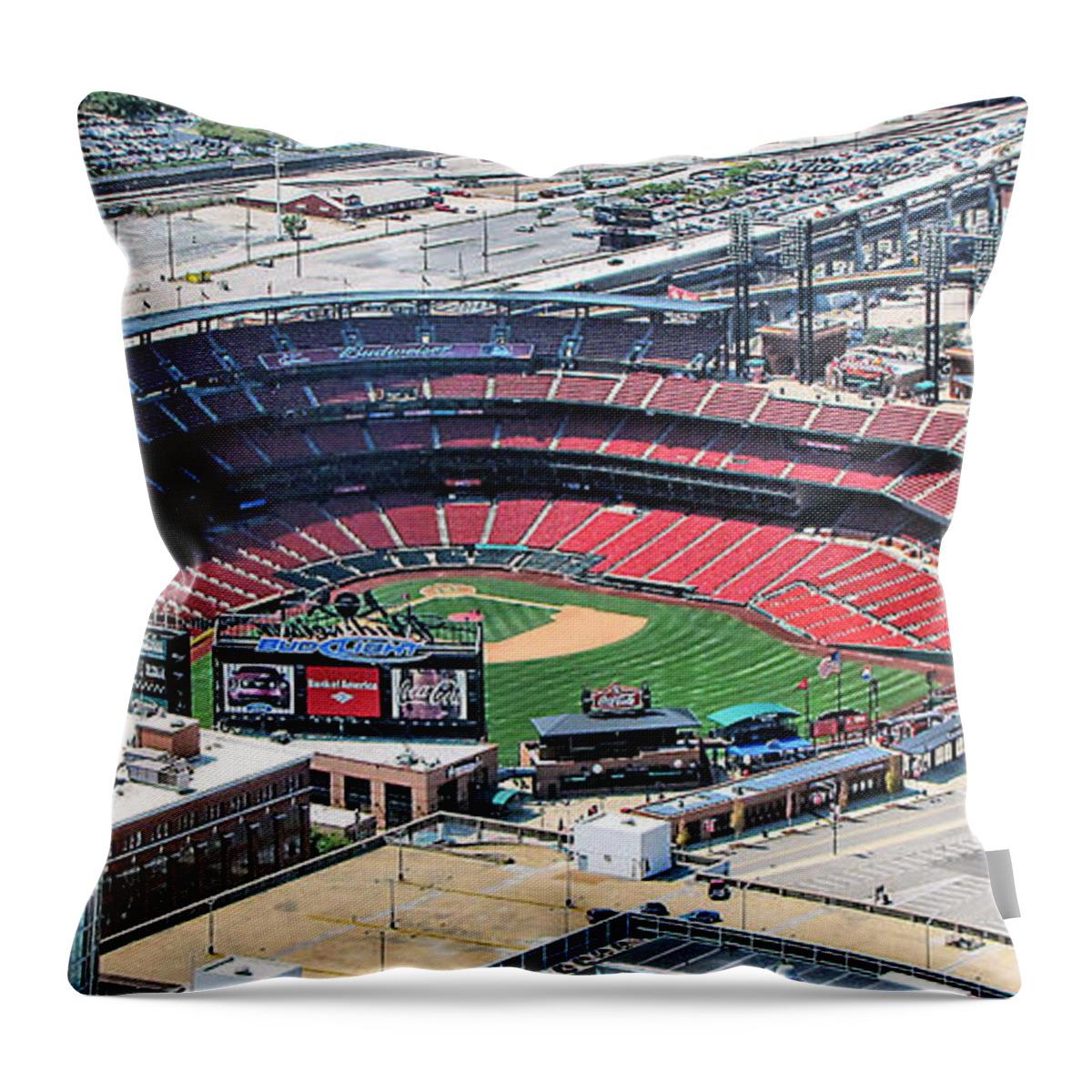 Busch Stadium Throw Pillow featuring the photograph Busch Stadium From the Arch 2 by C H Apperson
