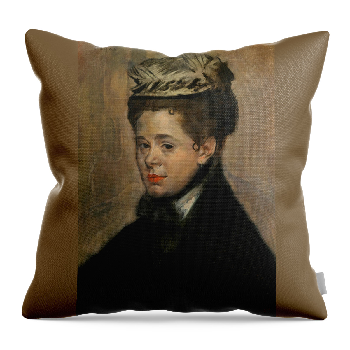 Edgar Degas Throw Pillow featuring the painting Bust of a Woman by Edgar Degas