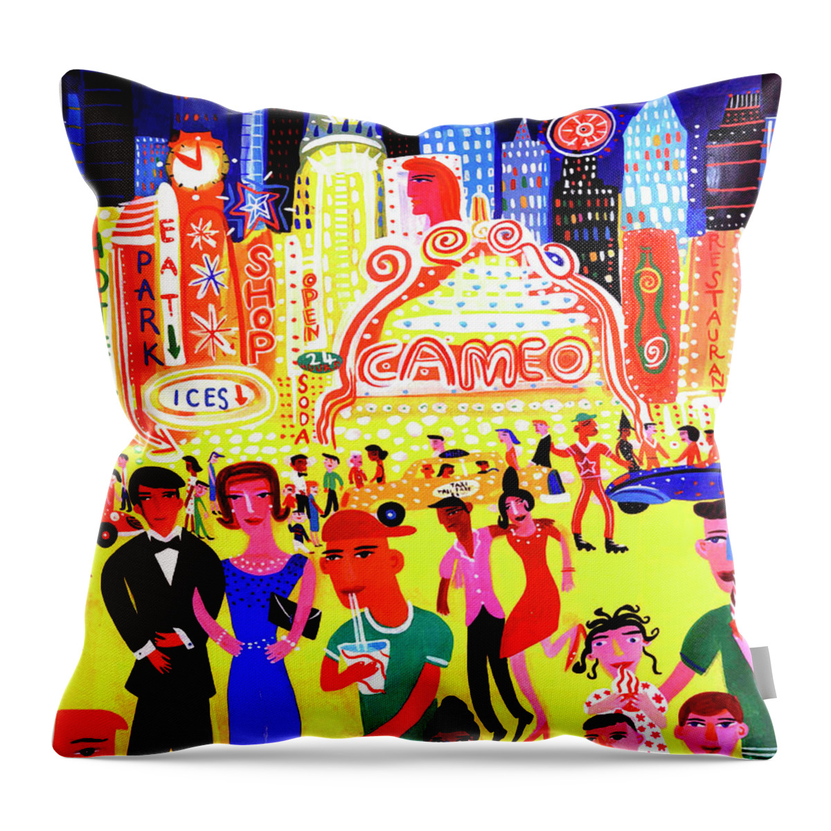 Active Throw Pillow featuring the photograph Busy Nightlife In New York City, United by Ikon Ikon Images