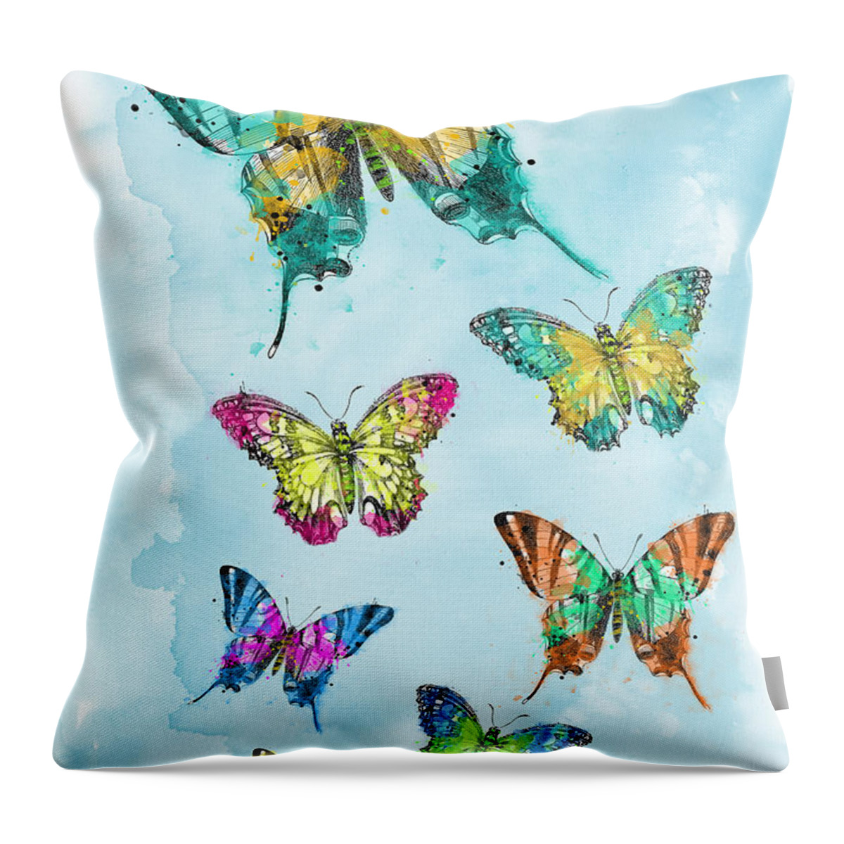 Butterfly Throw Pillow featuring the painting Butterflies in the Sky by Jean Plout